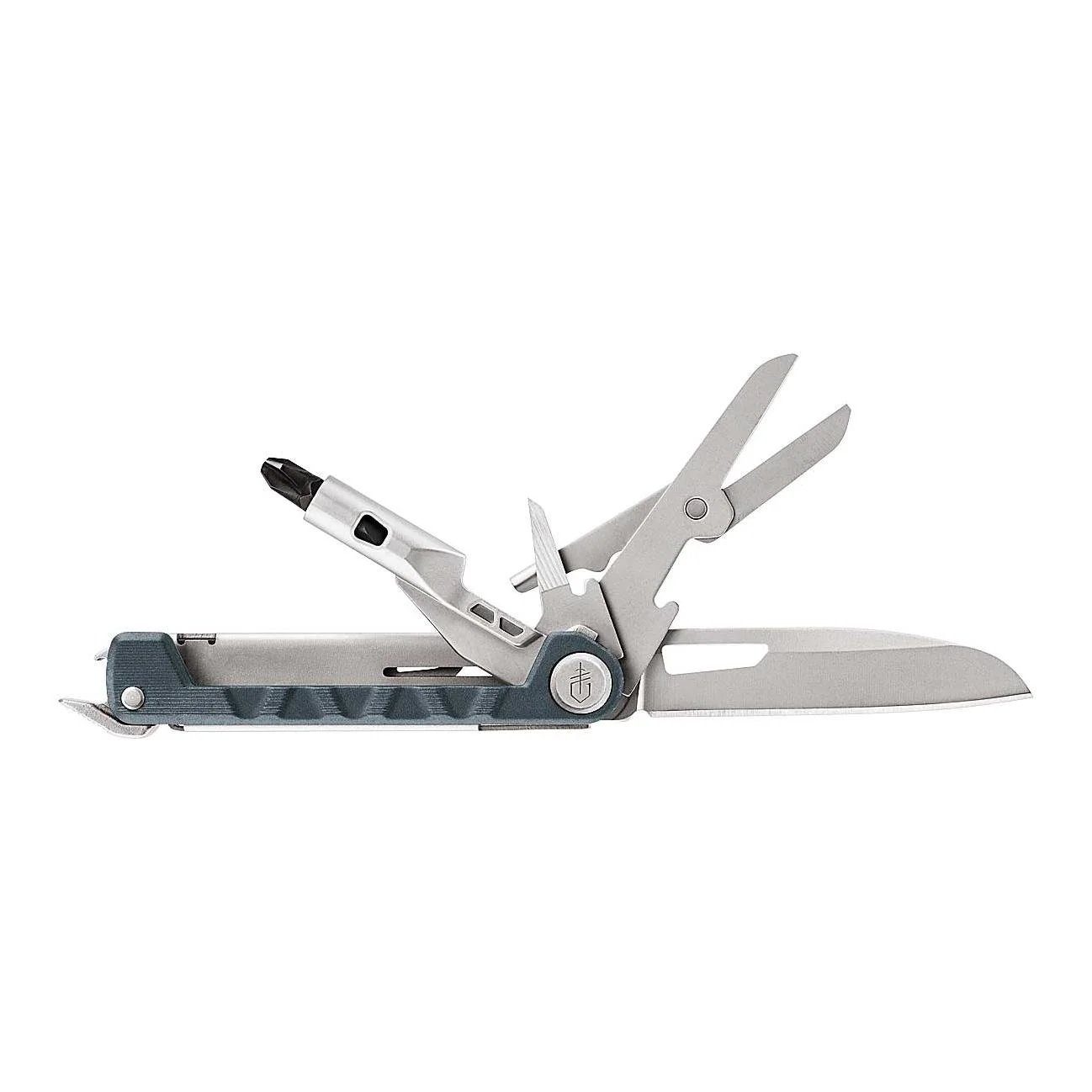 Gerber Multitool Gerber ARMBAR DRIVE Multitool mit Bithalter in Blau, (1 St), Edelstahlklinge,Einhandbedienung, Bitadapter