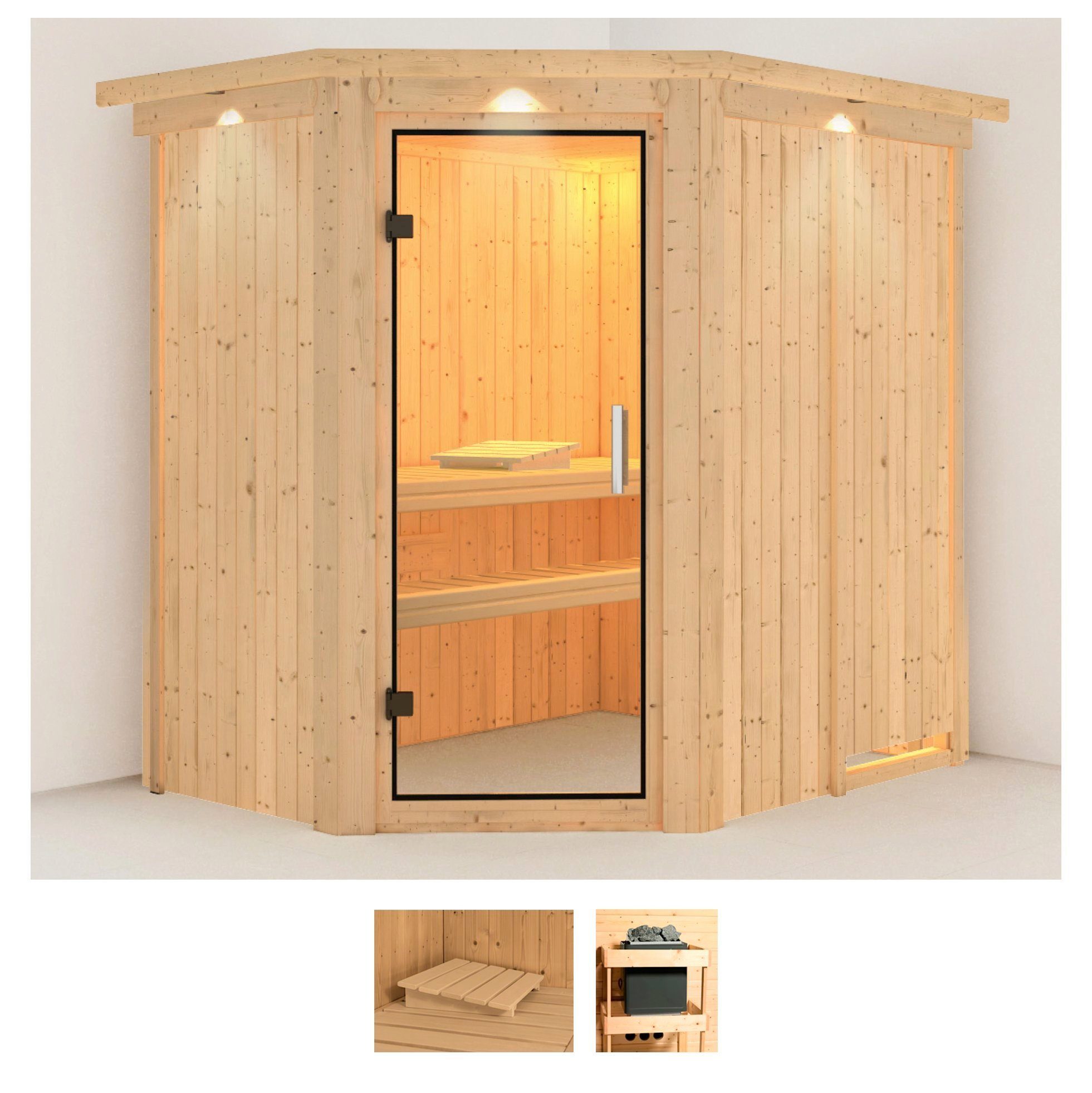 Karibu Sauna Clara, BxTxH: 165 x 210 x 202 cm, 68 mm, (Set) ohne Ofen