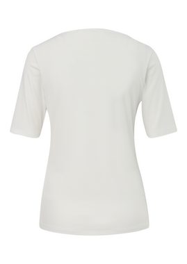 Comma Kurzarmshirt Geripptes T-Shirt mit Rundhalsausschnitt