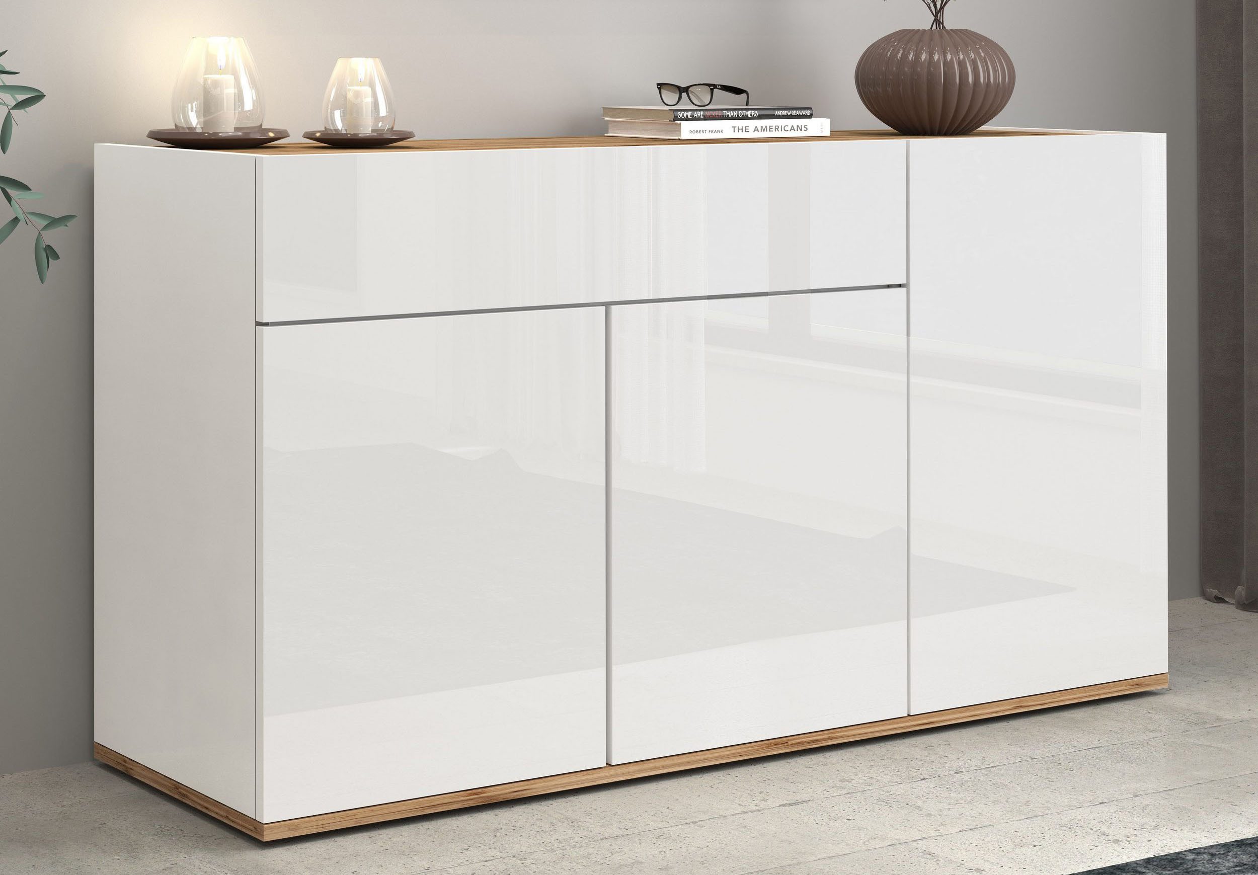 INOSIGN Sideboard Garda, Kommode, Schrank, Kredenz, 3 Двери, 1 Schublade, grifflos Breite 120,1 cm