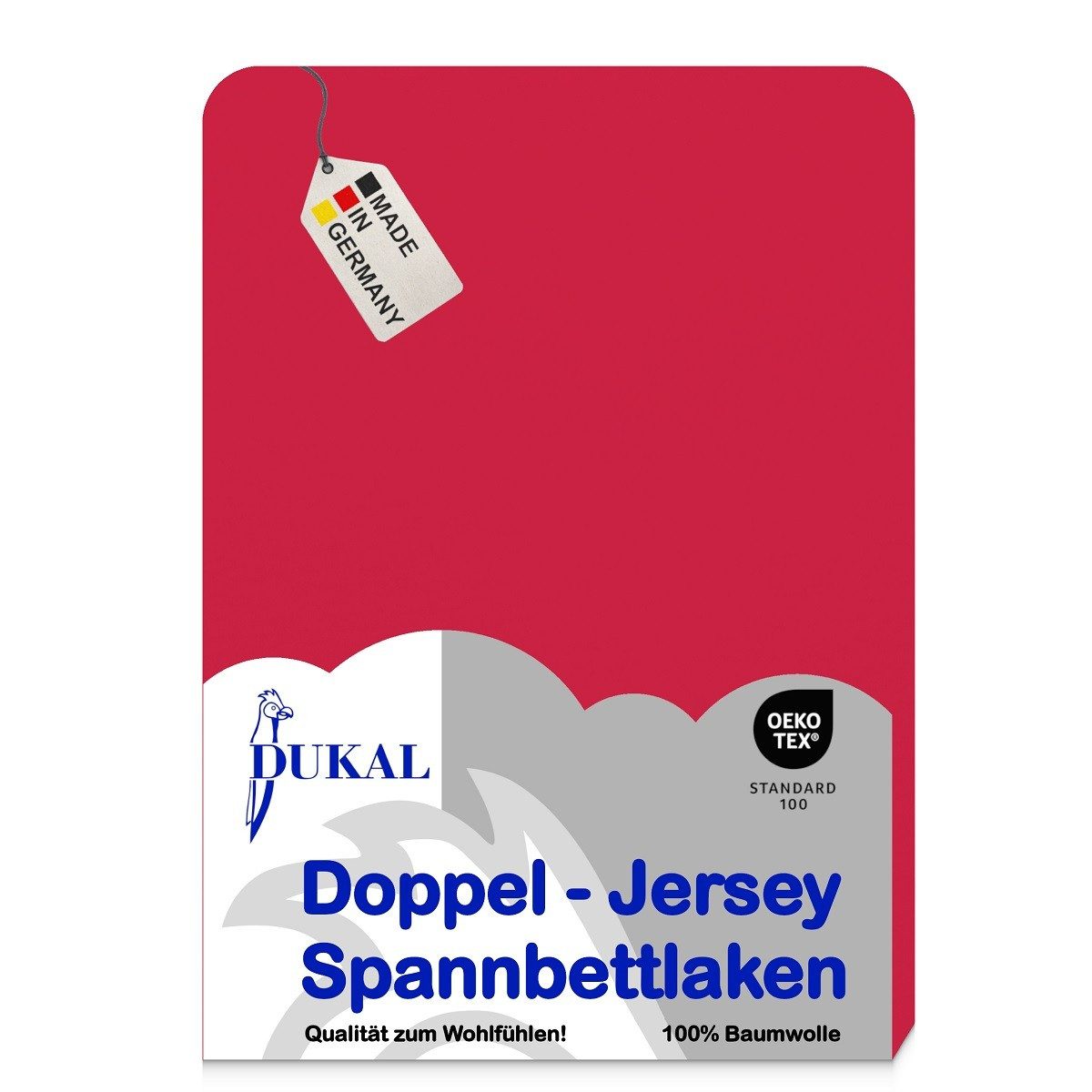 DUKAL Spannbettlaken für Wasserbetten, max. Matratzenhöhe 25 cm, 100% Baumwolle, Doppel-Jersey, Gummizug: rundum, (1 Stück), 180x220 - 200x220 cm, aus hochwertigem Doppel-Jersey, Made in Germany