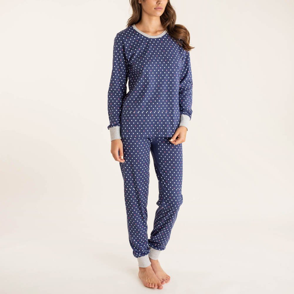 Jasmil Pyjama »Damen lang Pyjama 100 % Baumwolle Große 38-46«