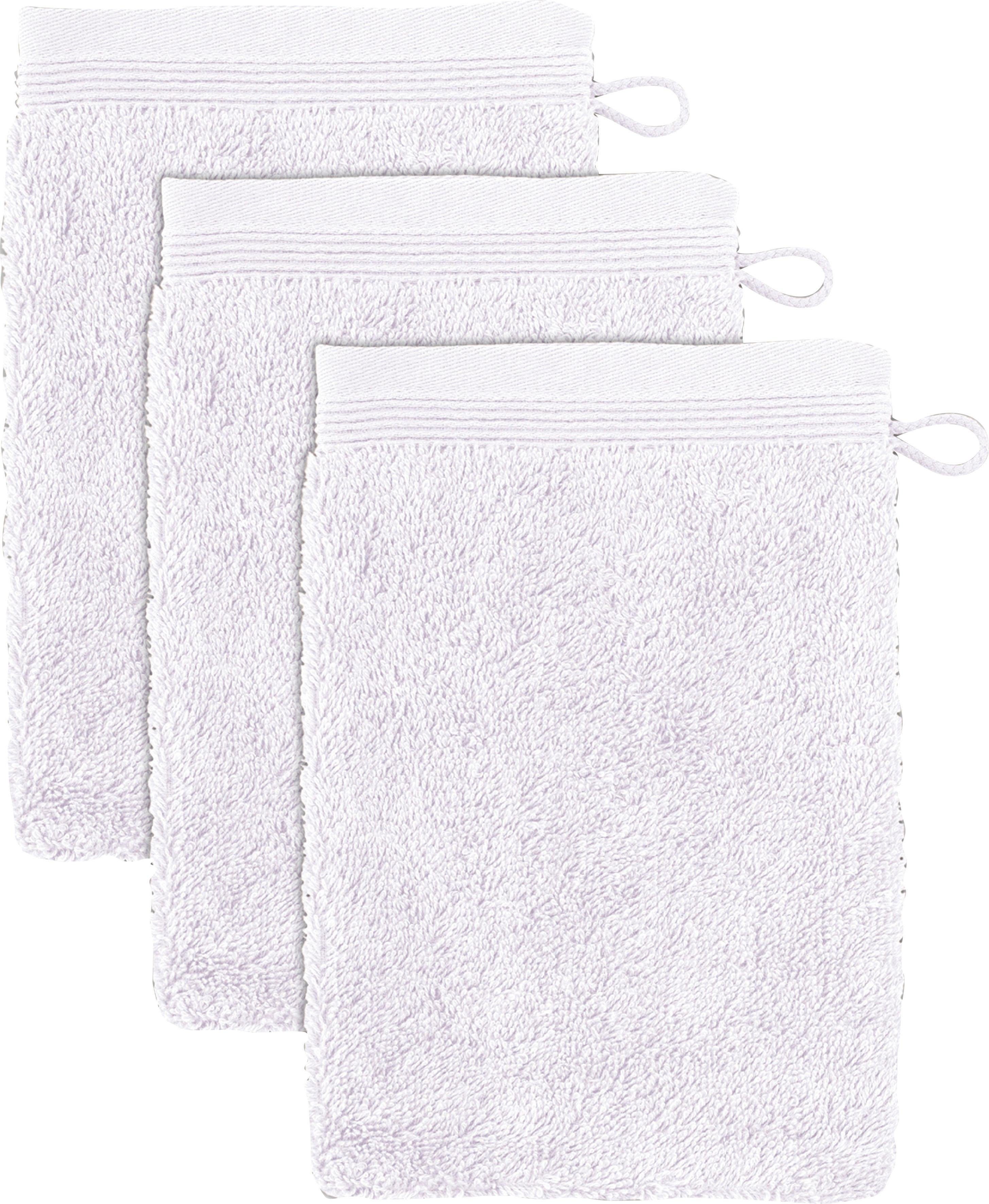Möve Waschhandschuh Superwuschel, (Set, 3-St), Waschhandschuh Set mit Bordüre, 100% Premium Cotton Baumwolle, weich