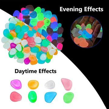 XDeer Dekosteine Leuchtsteine Kieselsteine Fluoreszierende Steine,Nachtleuchtende, (200-St), Steine Garten Leuchtsteine,Dekoration,geeignet für Outdoor-Deko