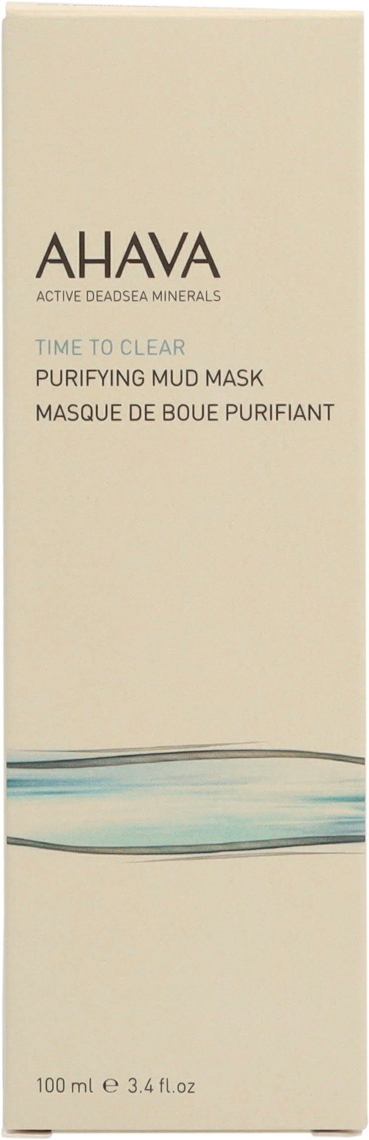 AHAVA Gesichts-Reinigungsmaske Time To Clear Purifying Mud Mask, Tiefenreinigende Schönheitsmaske, verkleinert Poren, alkoholfrei.