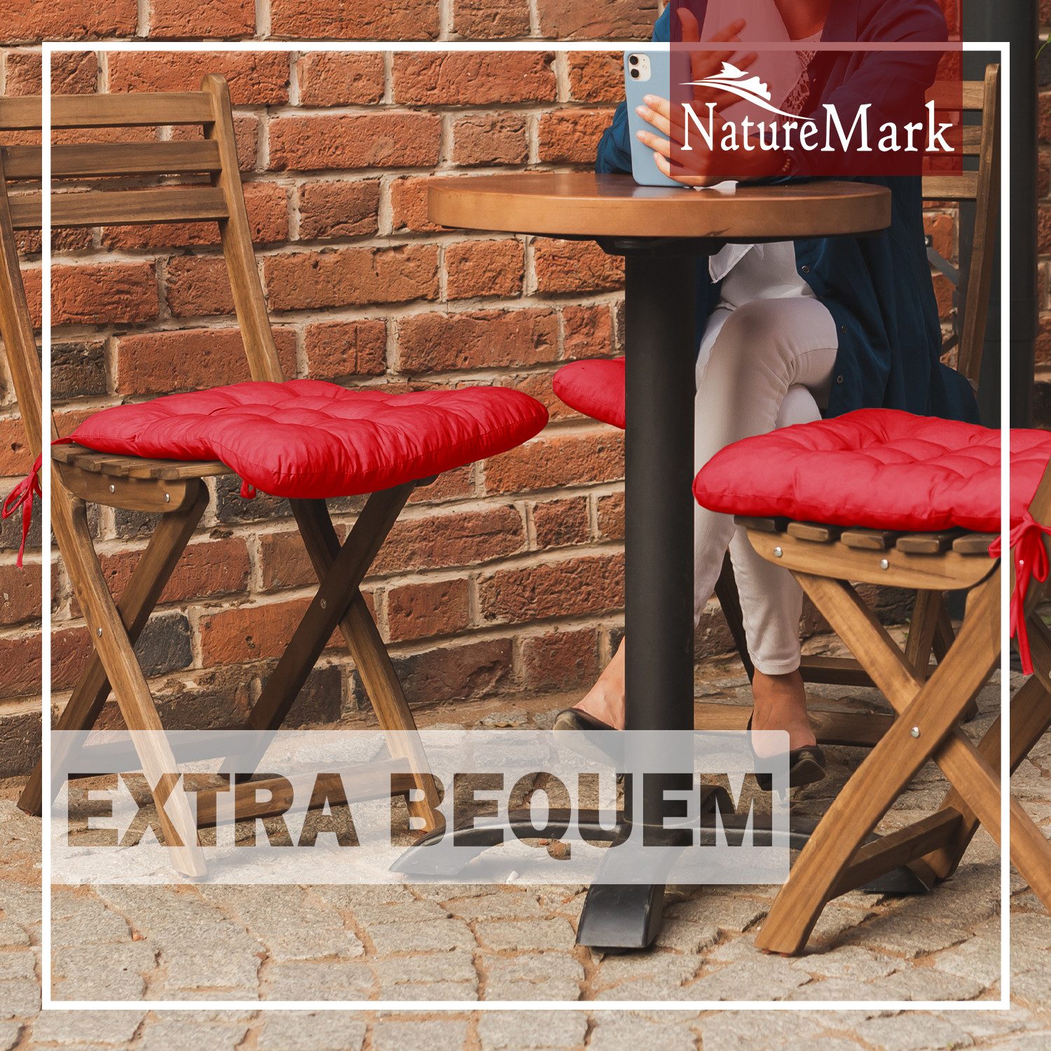 NatureMark Sitzkissen 4er-Set Stuhlkissen 40x40cm mit Bändern, Sitzpolster günstig online kaufen