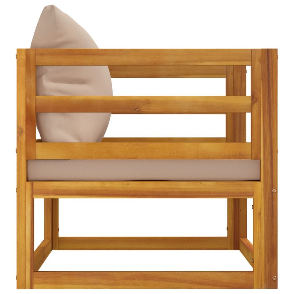 vidaXL Gartensessel, Outdoor Sessel mit Kissen Taupe Massivholz Akazie