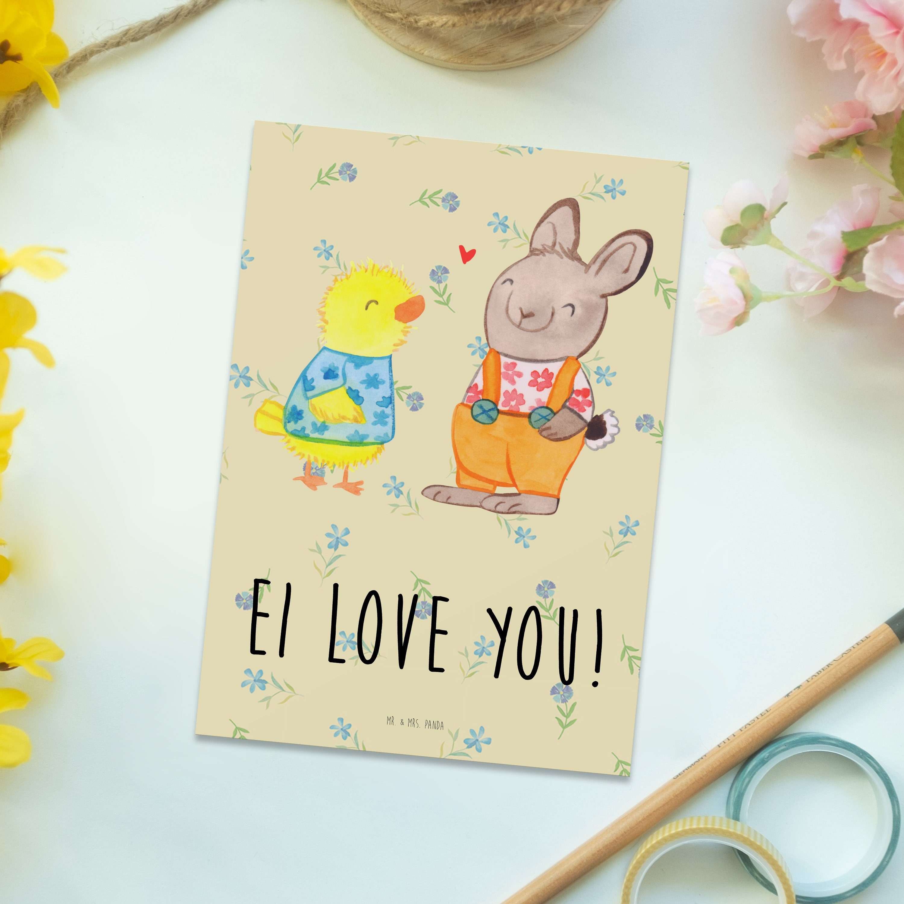 Mr. & Mrs. Geschenkkarte, Blumig Karte, Postkarte Panda Liebe Geschenk, - - Ostern Freundschaft