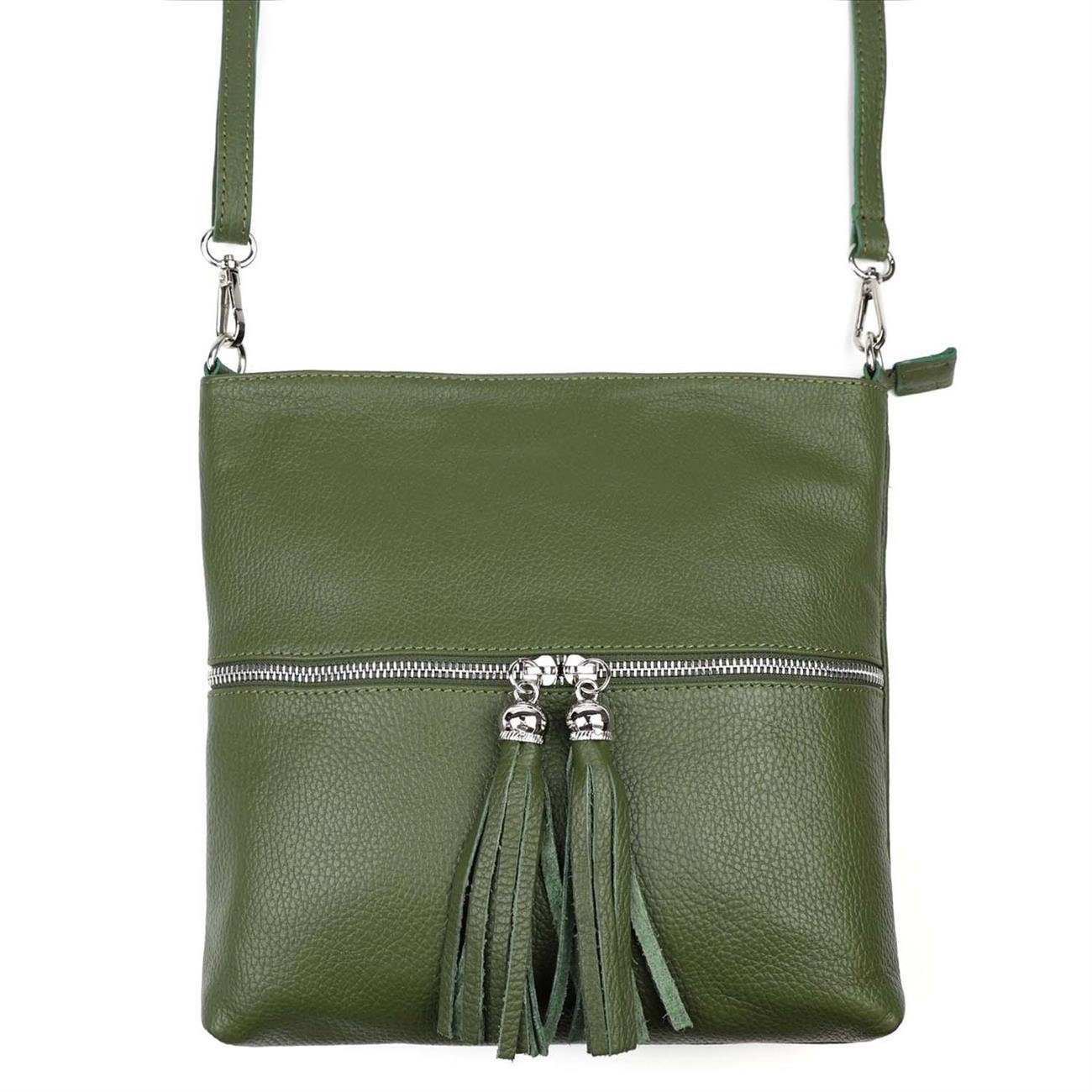 Schultertasche Made in Italy Damen Leder Tasche Crossbody