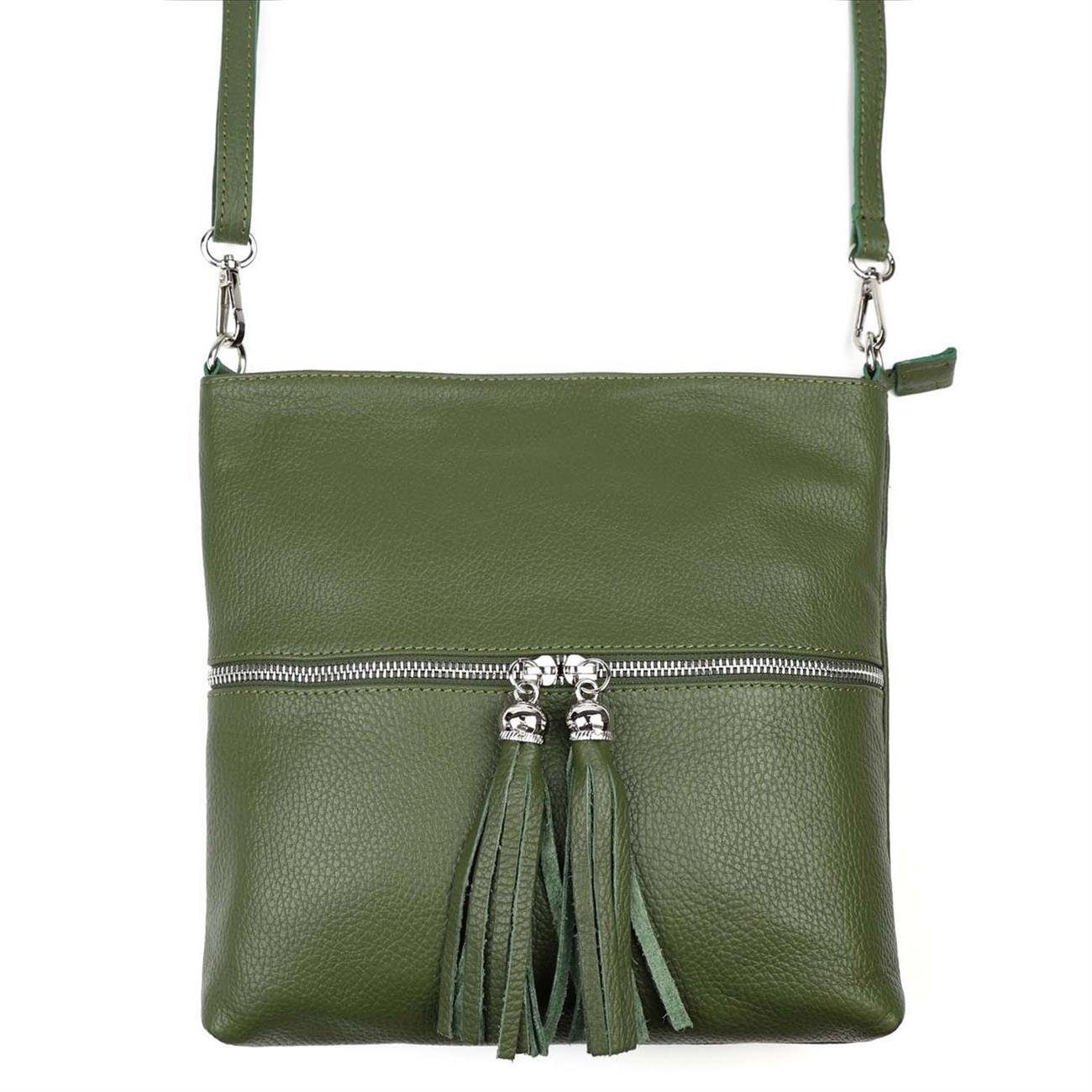 ITALYSHOP24 Schultertasche Made in Italy Damen Leder Tasche Crossbody, als Handtasche, Umhängetasche, CrossOver tragbar