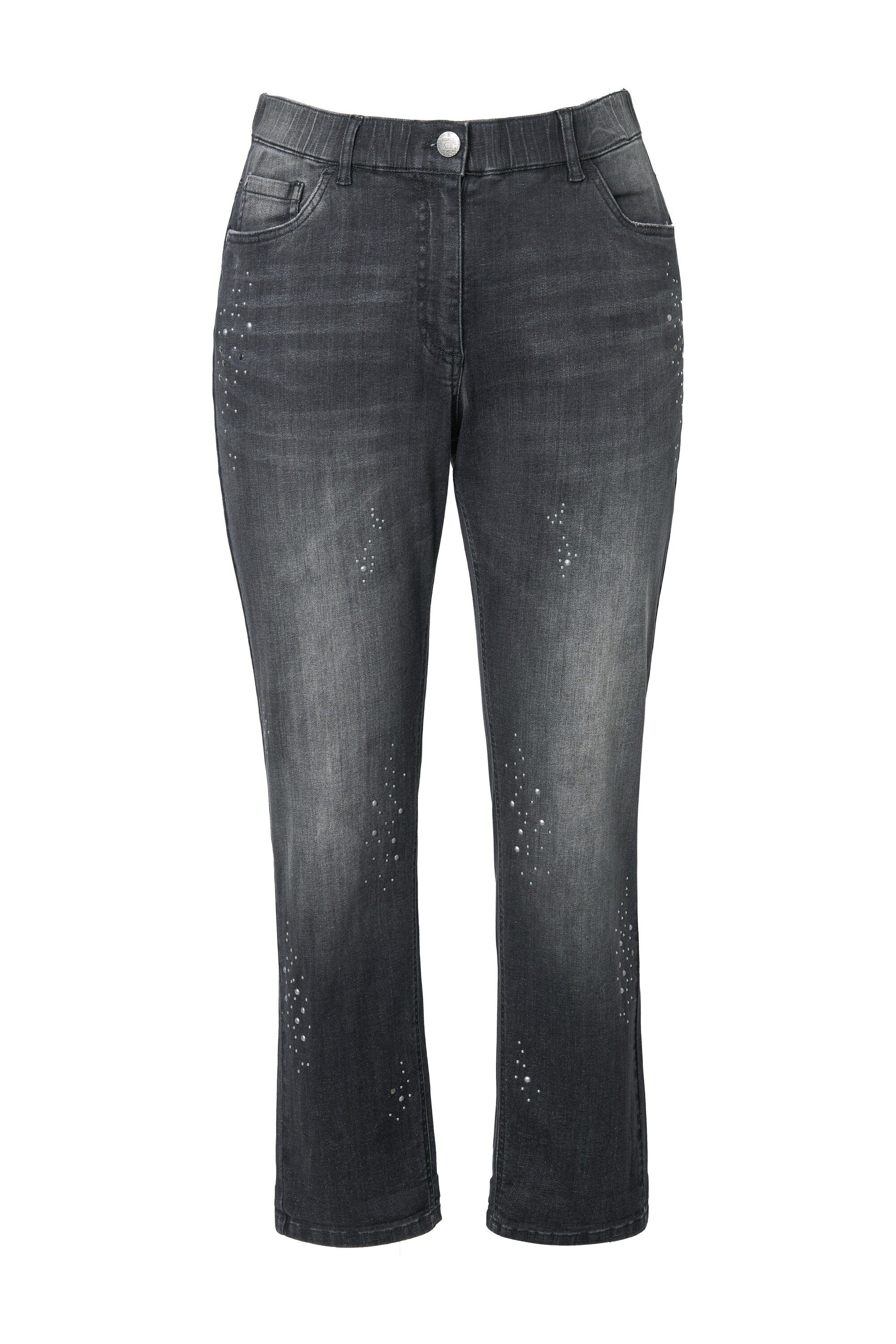 Ulla Popken Regular-fit-Jeans Boyfriend-Jeans Ziernieten Stretchdenim günstig online kaufen
