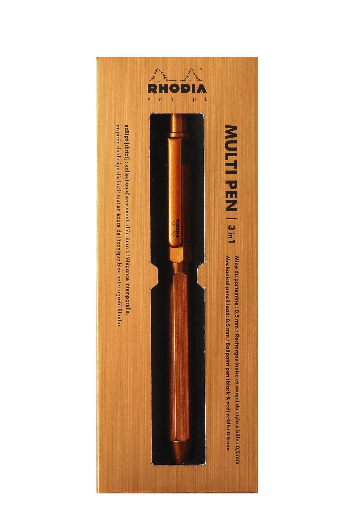Rhodia Kugelschreiber Rhodia Rhodia 9340C – 3-in-1 ScRipt Multipen – 2 Kugelschreiber 0,5 mm