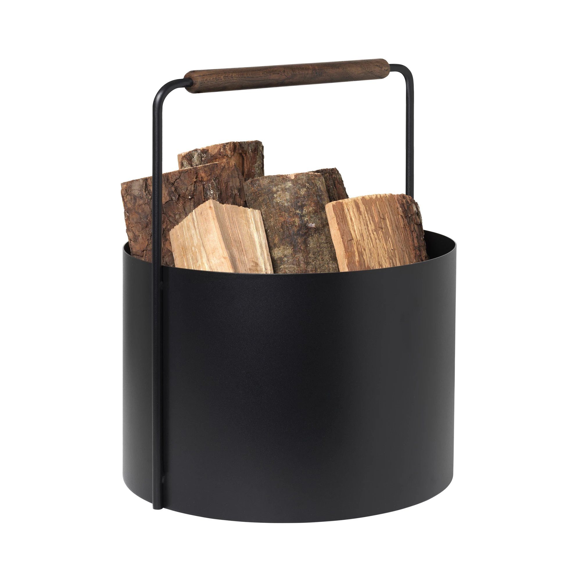 blomus Kaminholzkorb -ASHI- Eleganter Holzkorb: Stilvoll, funktional, zeitlos & robust, Langlebig, Minimalistisch, Praktisch, Stahl, Eichenholz, Schwarz, 35cm, 46cm