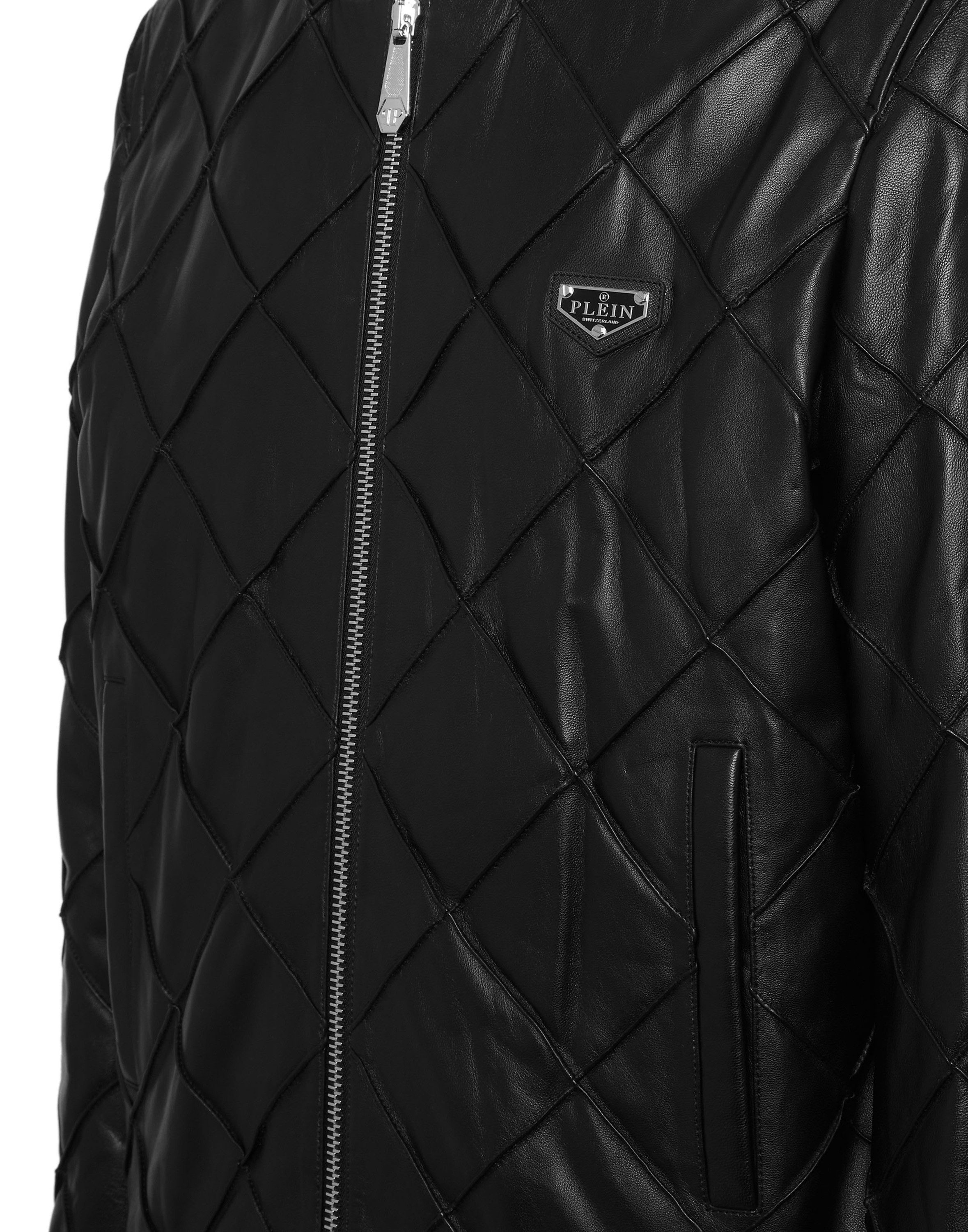 PHILIPP PLEIN Lederjacke Leder-Bomberjacke
