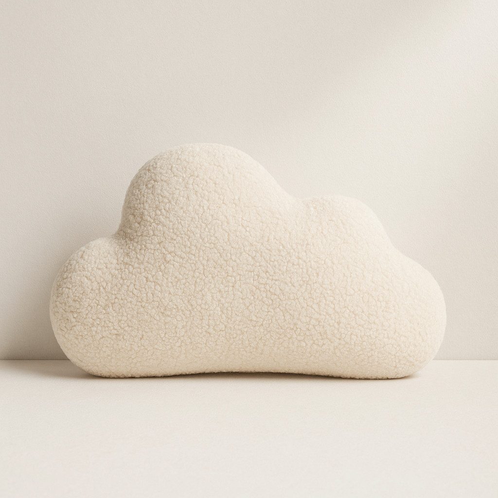 BABEES Dekokissen DEKOKISSEN Boucle Kuschelkissen Herz Wolke GROß 40x25, XXL 60x35 cm, Deko Kissen Geschenk Baby Kinderzimmer Weihnachten Babyshower