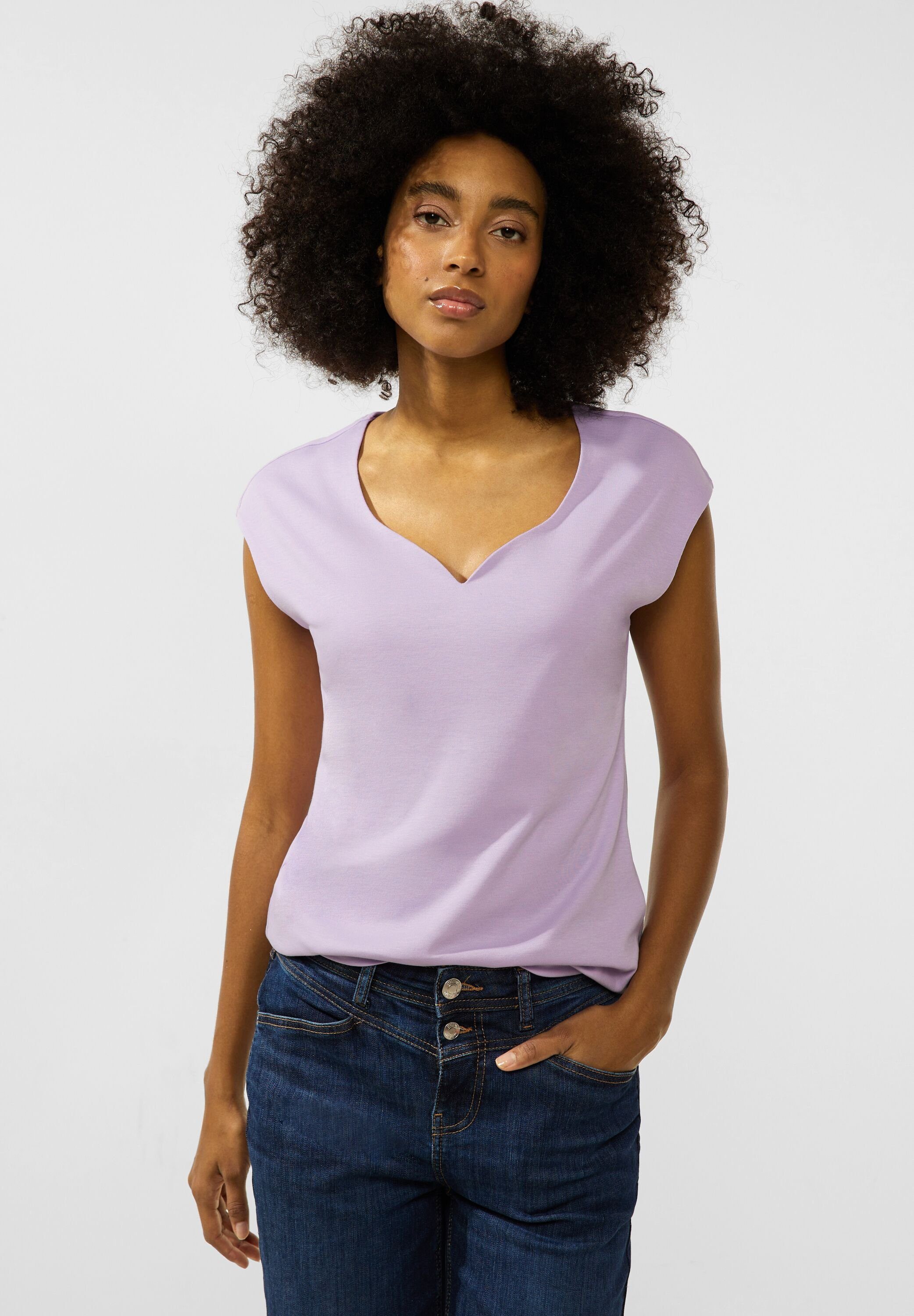STREET ONE T-Shirt in Unifarbe soft pure lilac | 