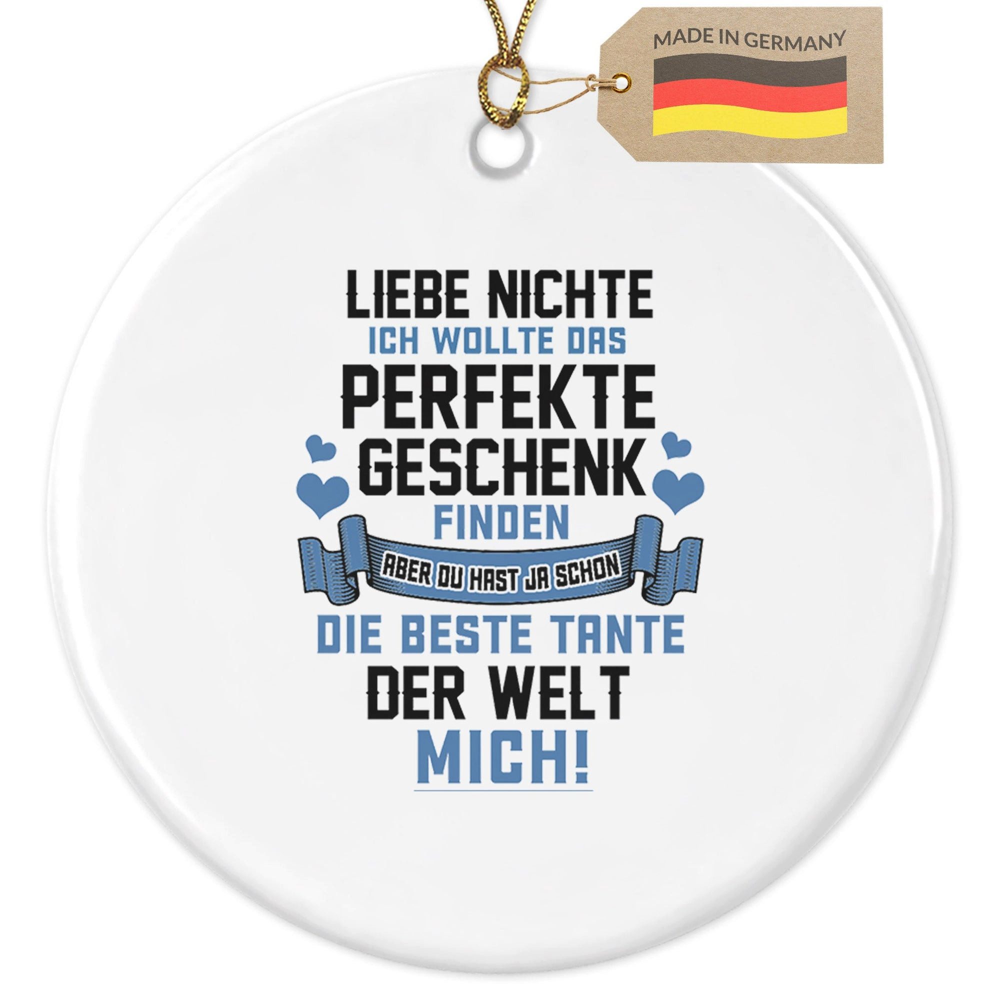 22Feels Weihnachtsbaumkugel Weihnachtsdeko Nichte Geschenk v. Tante Mädchen 18. Firmung Anhänger, MADE IN GERMANY, KERAMIK