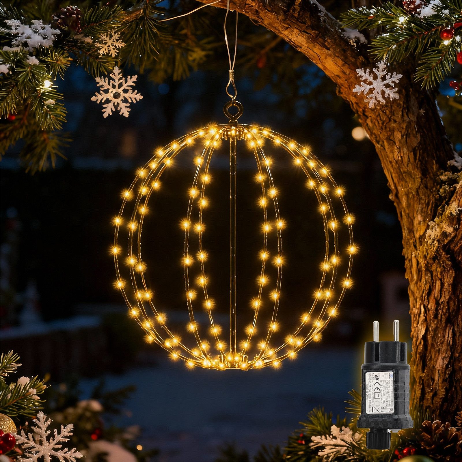 Salcar LED Kugelleuchte LED Garten Weihnachtsdeko Außen Kugel Lichter Ø30/45/55cm Leuchtkugel, Stecker, LED fest integriert, Warmweiß, Weihnachtsbeleuchtung mit Timer, Speicherfunktion, 8 Modi