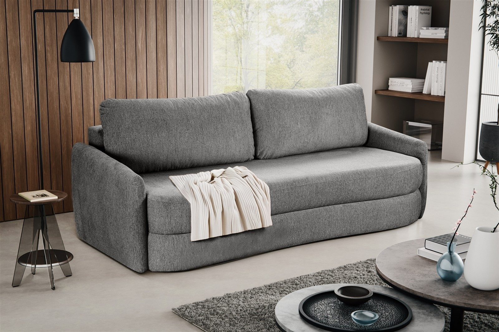 freiraum Schlafsofa Schlafsofa >Diana< in grün, Strukturstoff - 231x93x108cm (BxHxT), in grau, Strukturstoff - 231x93x108cm (BxHxT)