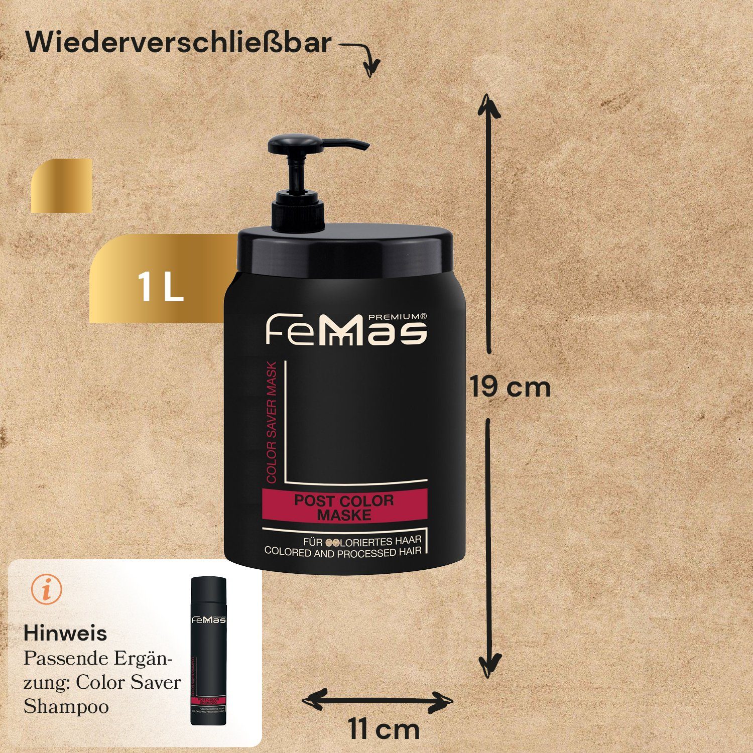 Femmas Premium Saver 1000ml Haarmaske Maske FemMas Color Dosierpumpe inklusive