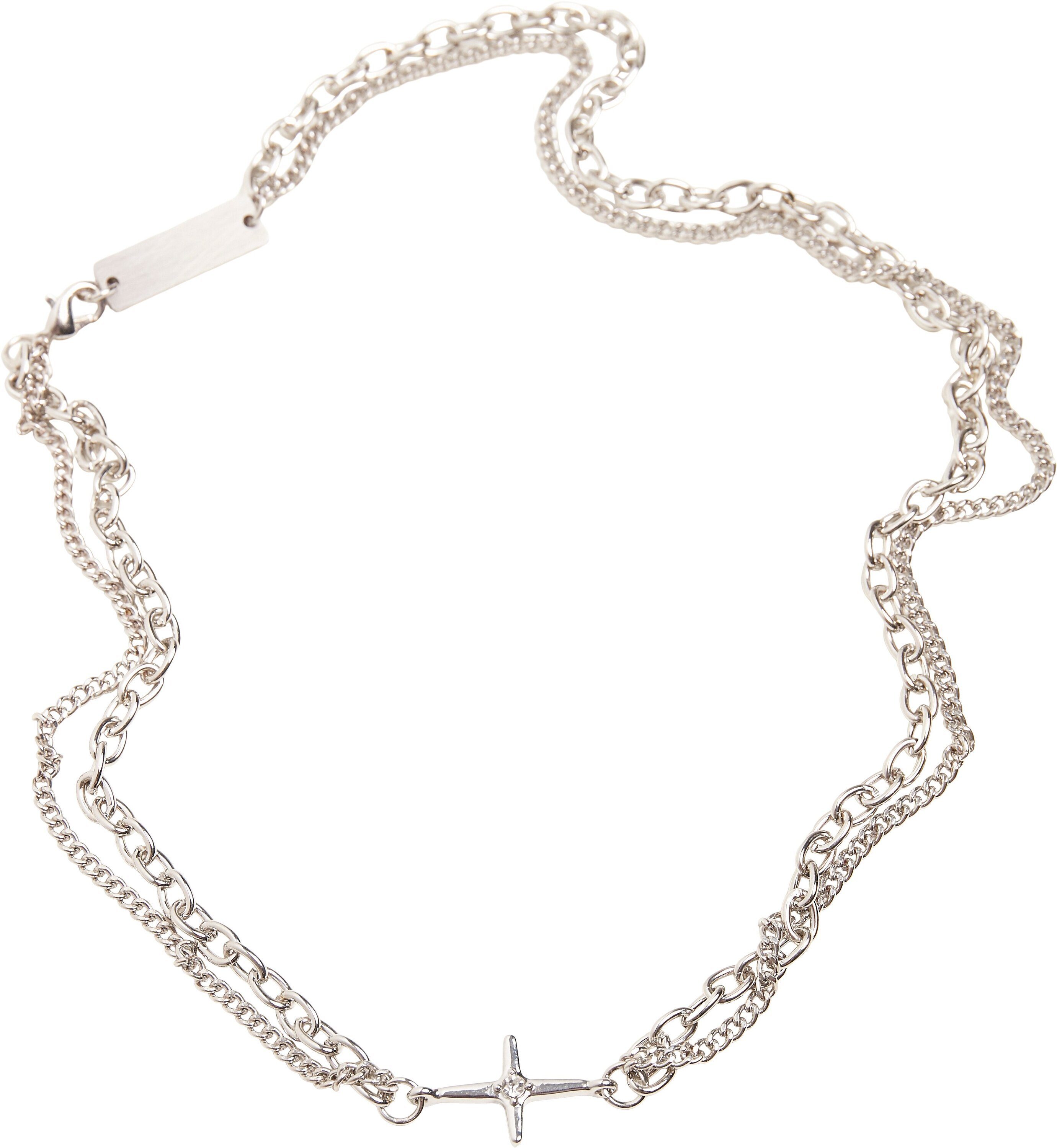 URBAN CLASSICS Edelstahlkette Necklace Cross Accessoires Small Layering