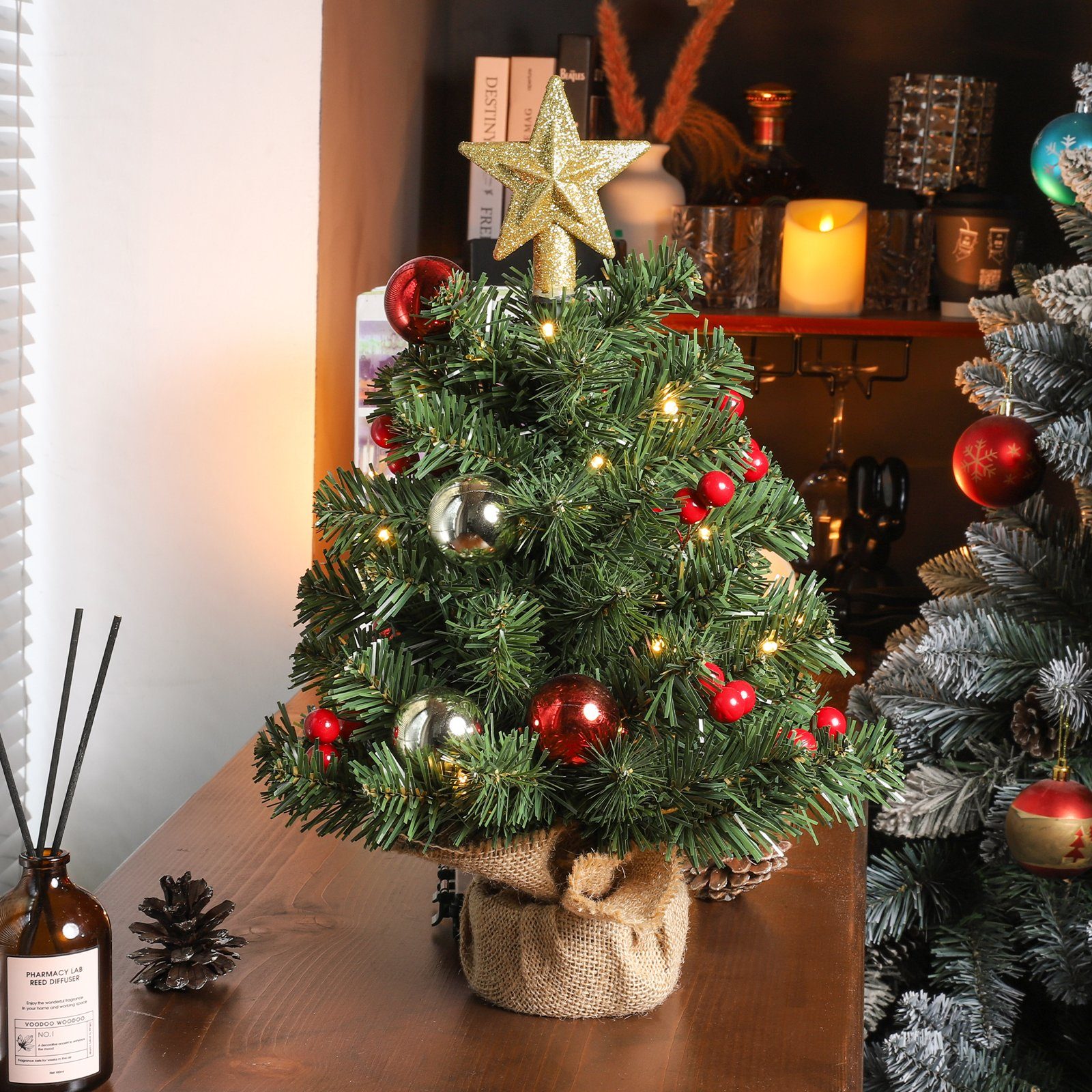 Yorbay Künstlicher Weihnachtsbaum Mini Weihnachtsbaum mit warmweiß LEDs, 8 günstig online kaufen