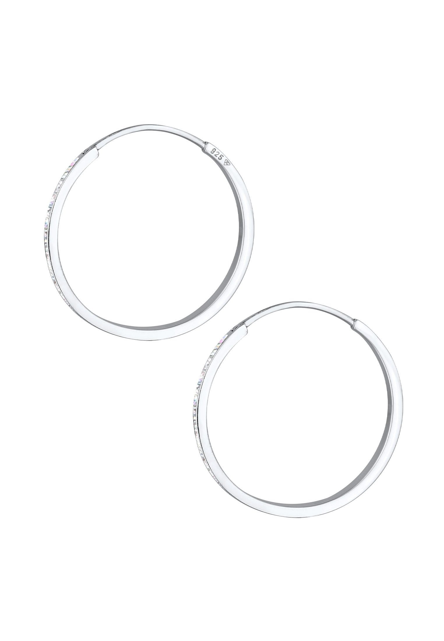 Elli Paar Creolen Creolen mit funkelnden Emaille Lack 925 Sterling Silber