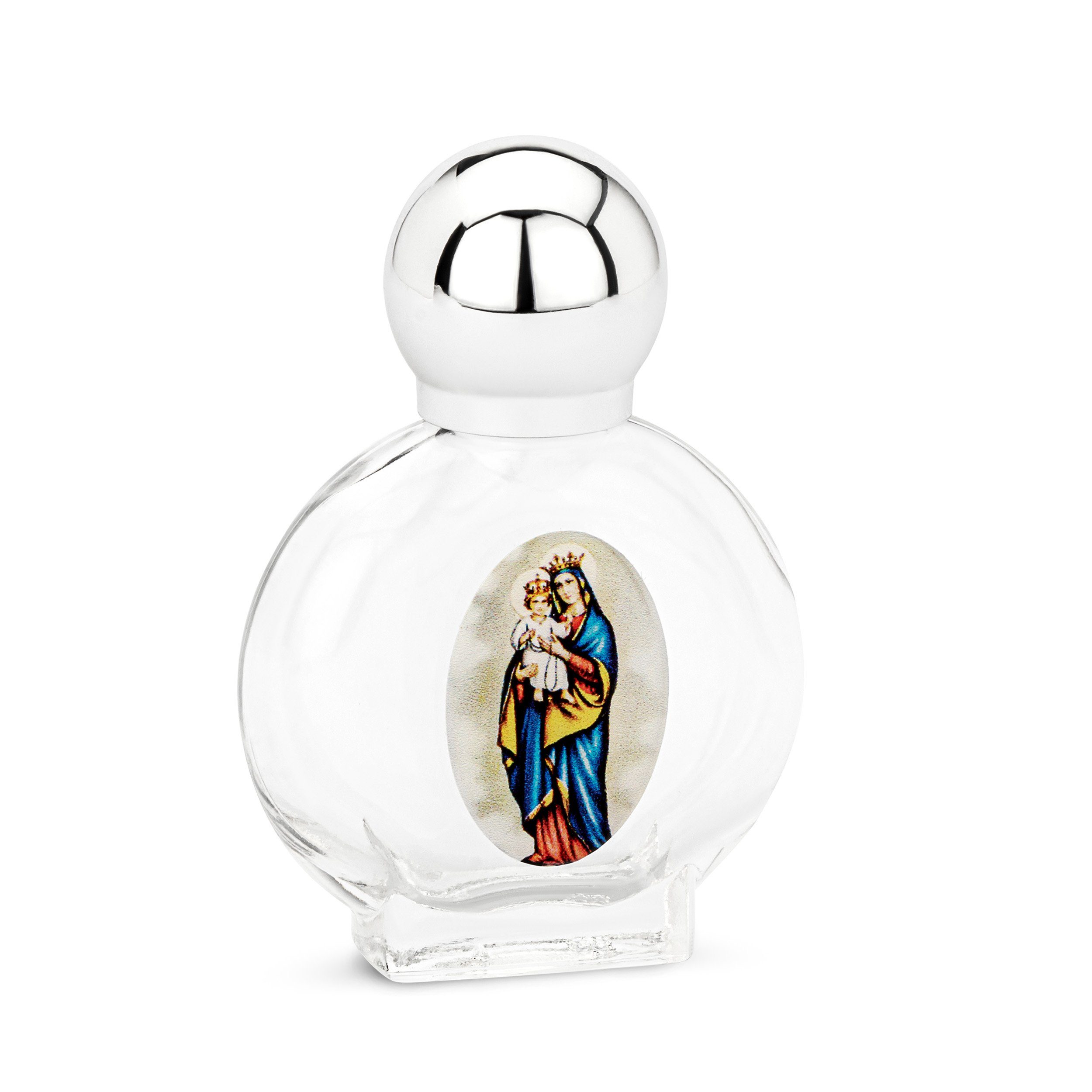 NKlaus Dekofigur 15ml Sakrale Weihwasserflasche Germany cm, in Madonna aus Glas motiv 7x4,5x2 Krone Made