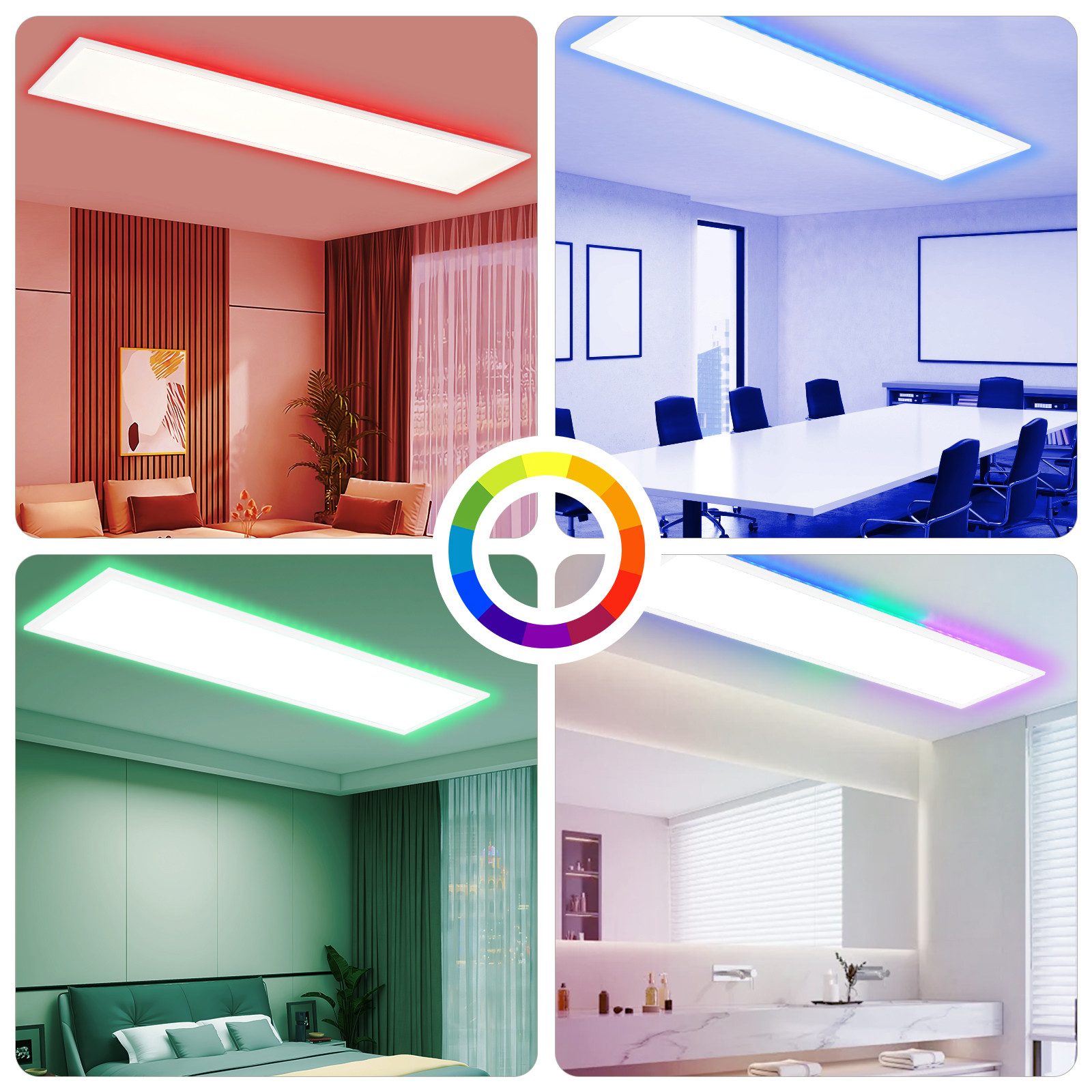 ZMH LED Deckenleuchte Wohnzimmer Deckenpanel Dimmbar Lang RGB Farbwechsel W günstig online kaufen