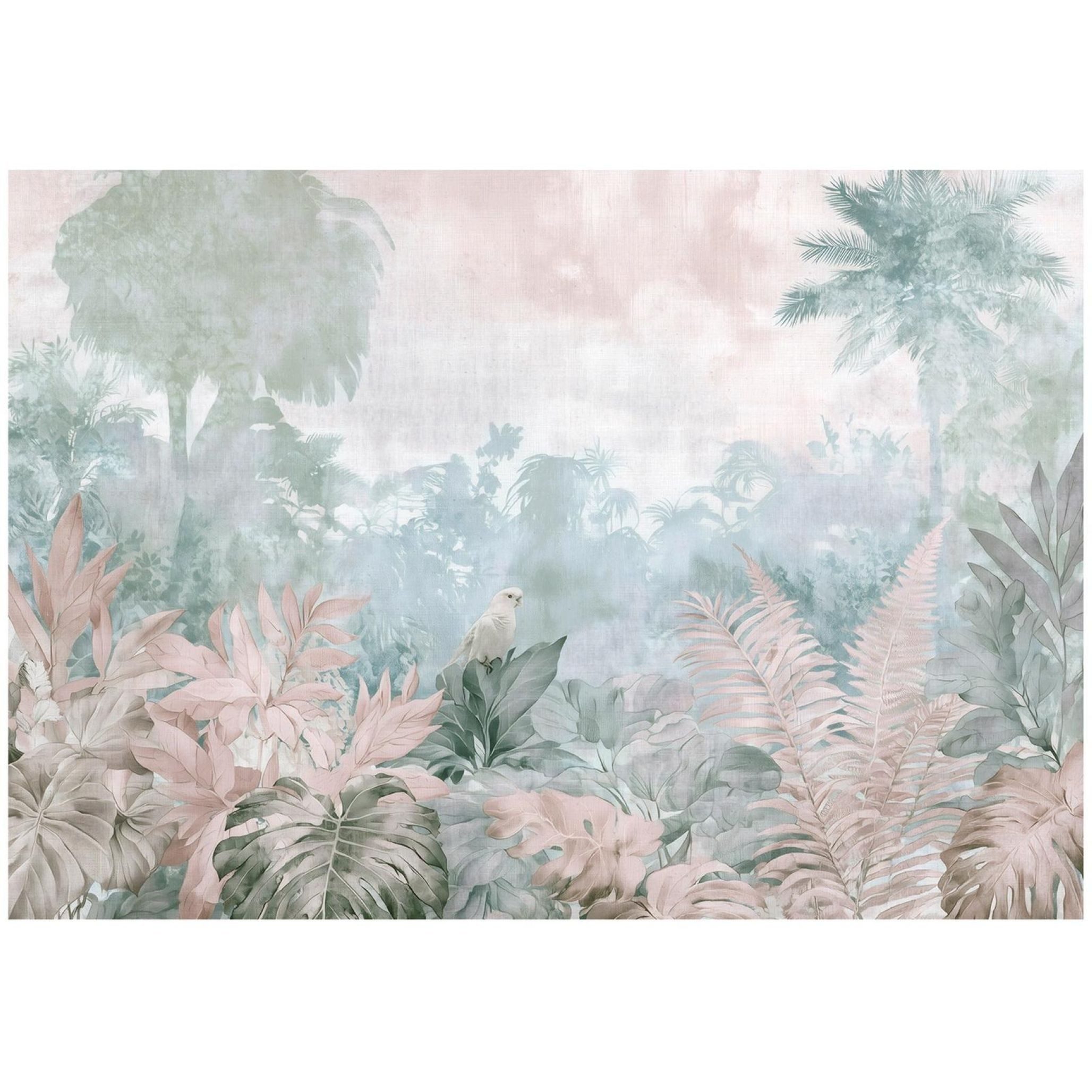 Wallarena Fototapete Dschungel mit Palmen in Pastellgrün aus Vinyl für Wohnzimmer, glatt, floral, (2 St), für Schlafzimmer 254x184cm