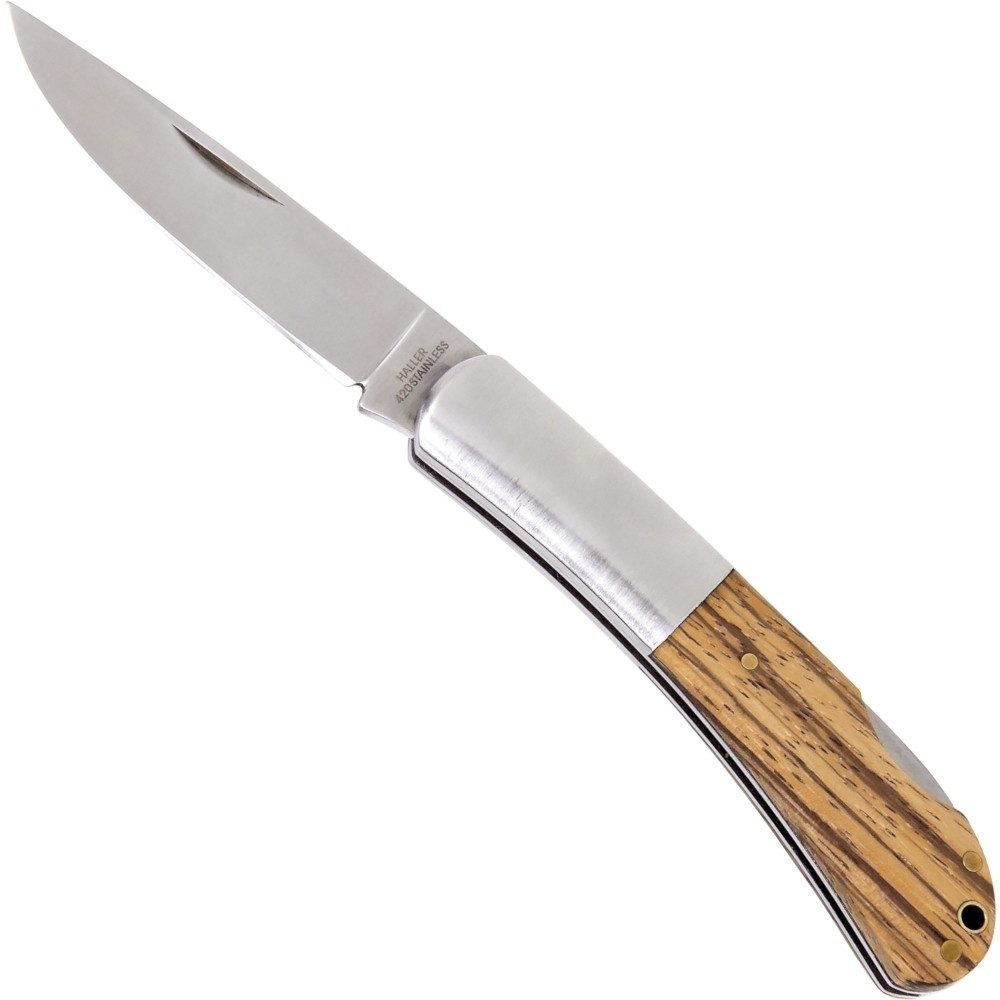 Haller Messer Taschenmesser Haller Taschenmesser mit Zebraholz Griff, (1 St), Edelstahlklinge
