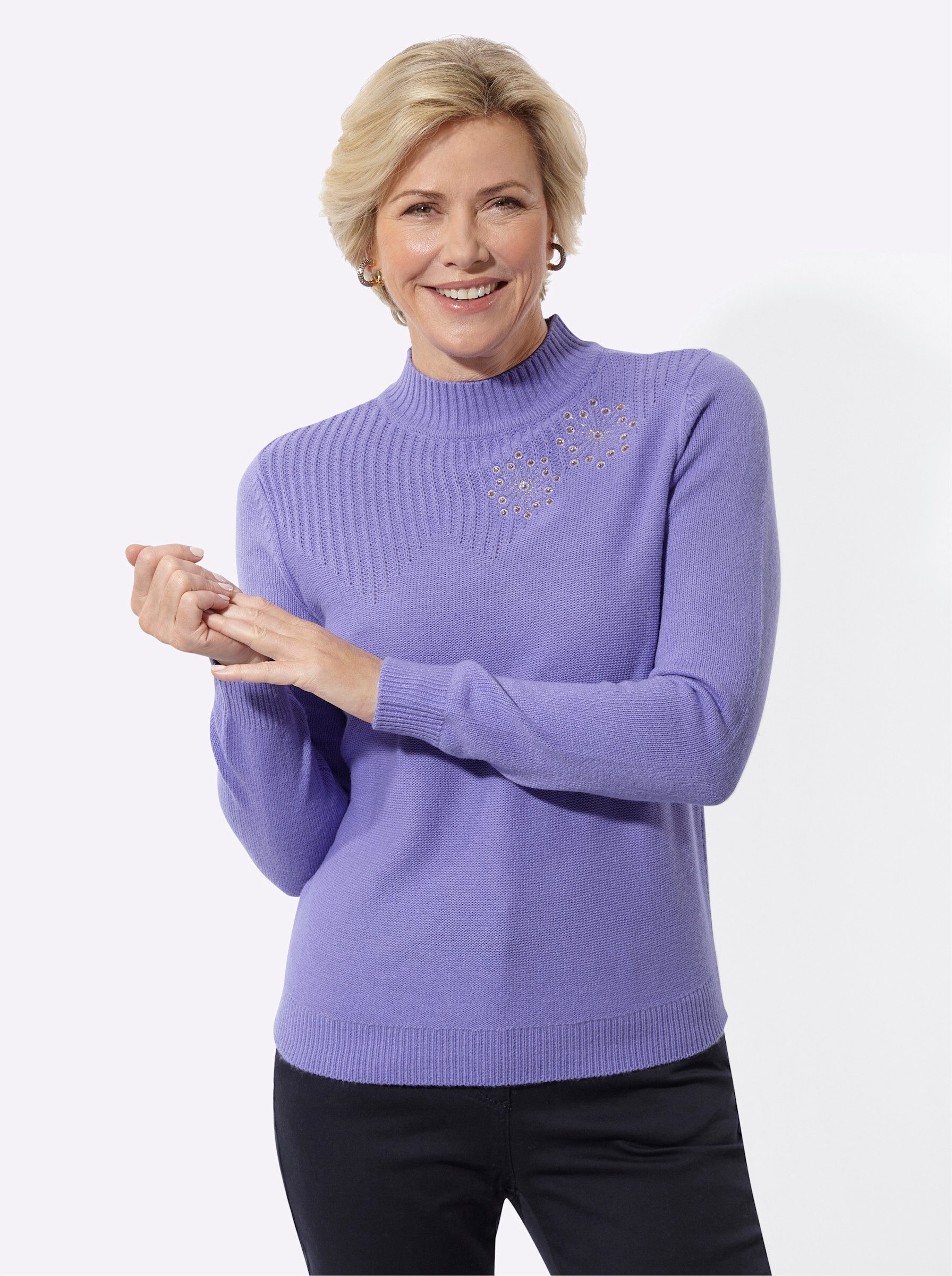 Witt Strickpullover Stehkragen-Pullover Langarm Mustermix gestrickt günstig online kaufen