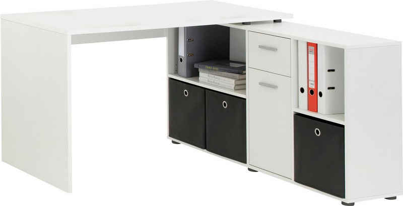 FMD Eckschreibtisch Lex, Schreibtisch / Sideboard, drehbar, Breite 136 / 205 cm, Made in Germany