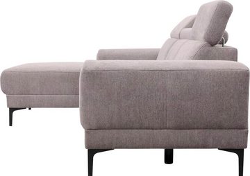 exxpo - sofa fashion Ecksofa Ophelia, L-Form, mit 3 Kopfstützen, wahlweise Sitztiefenverstellung