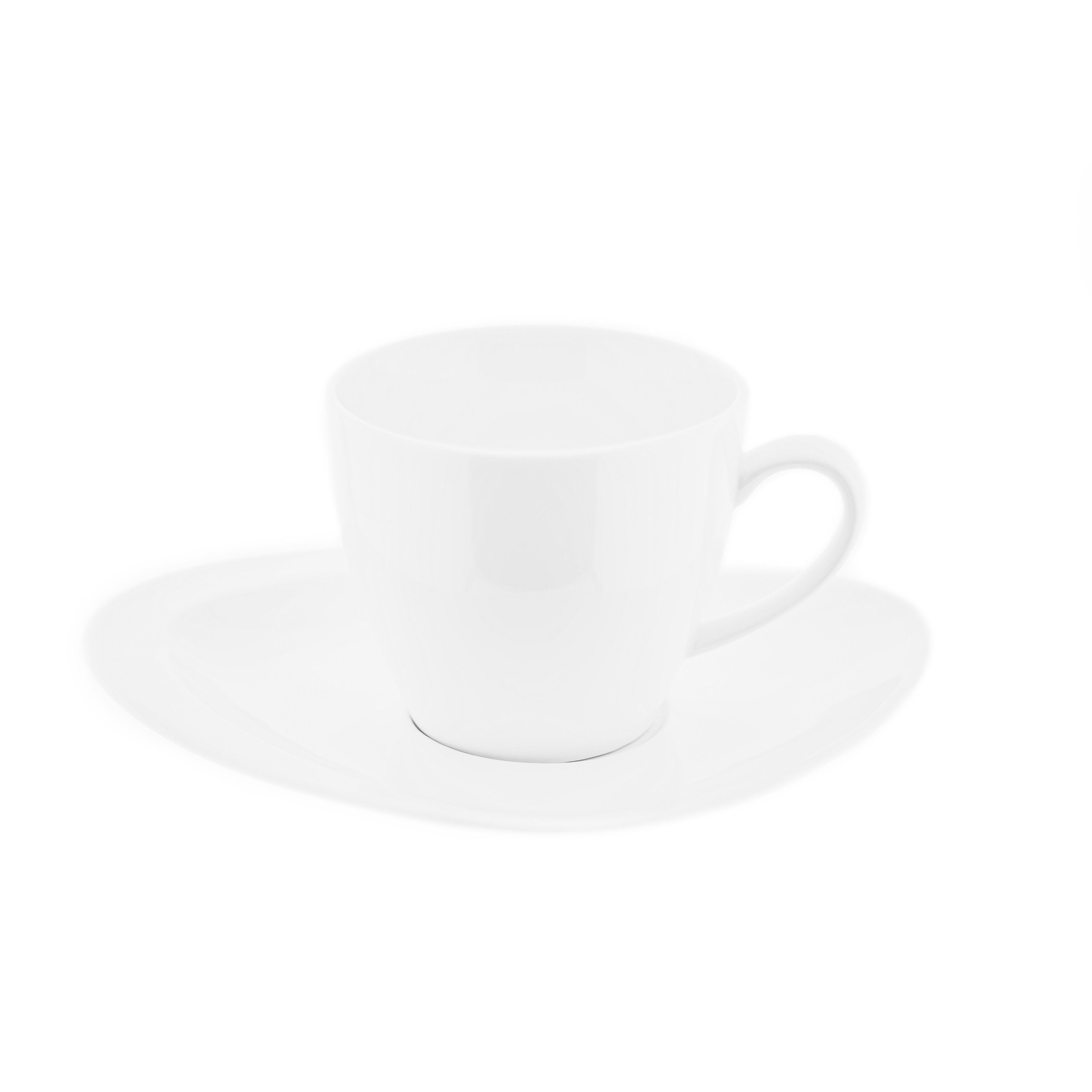 Almina Tasse 12 Tlg. Kaffeetassen-Set Weiß aus Porzellan 200 ml Kaffeeservice