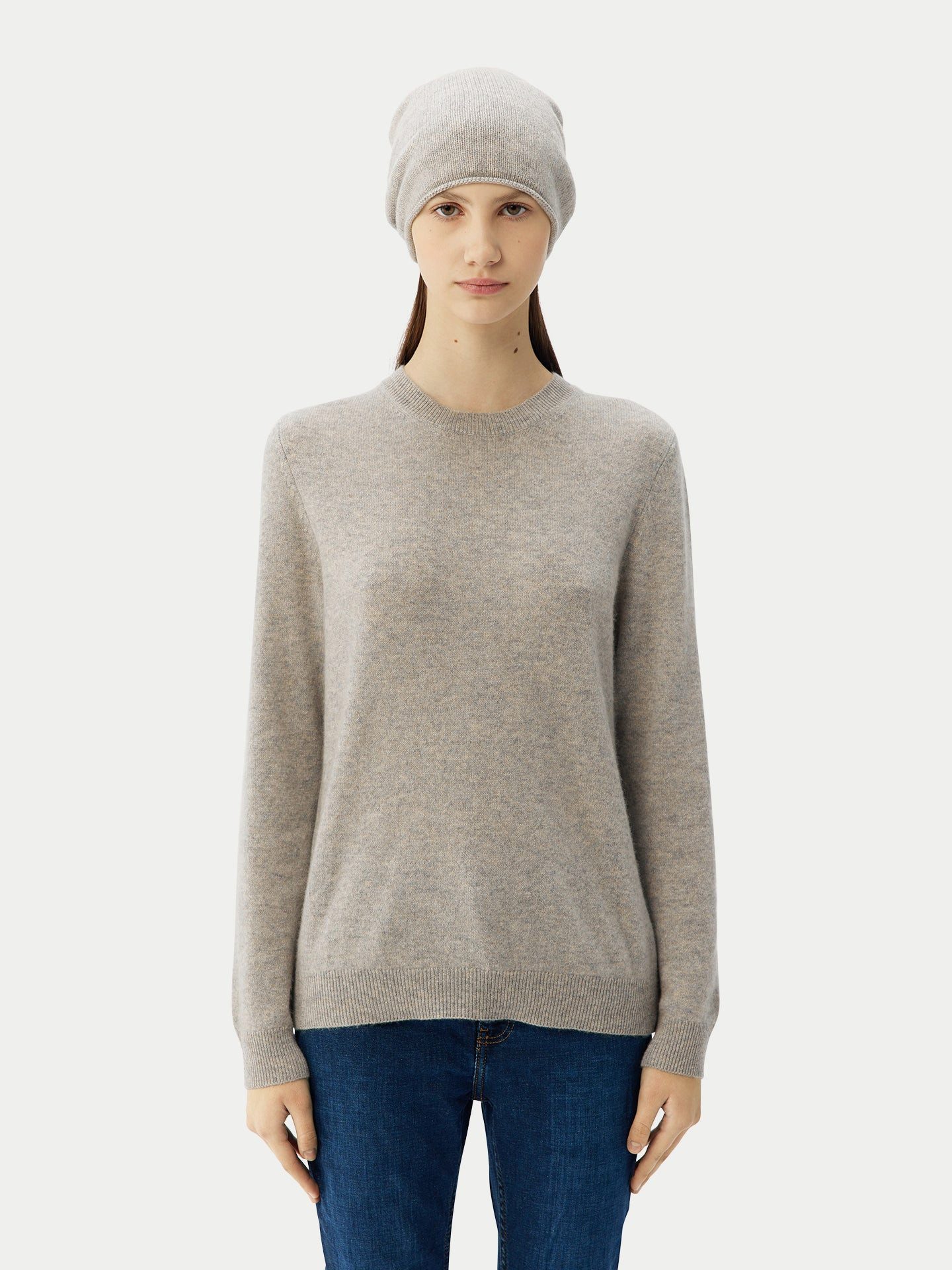 GOBI Cashmere Rundhalspullover 99€ Kaschmir-Set aus Pullover und Mütze günstig online kaufen