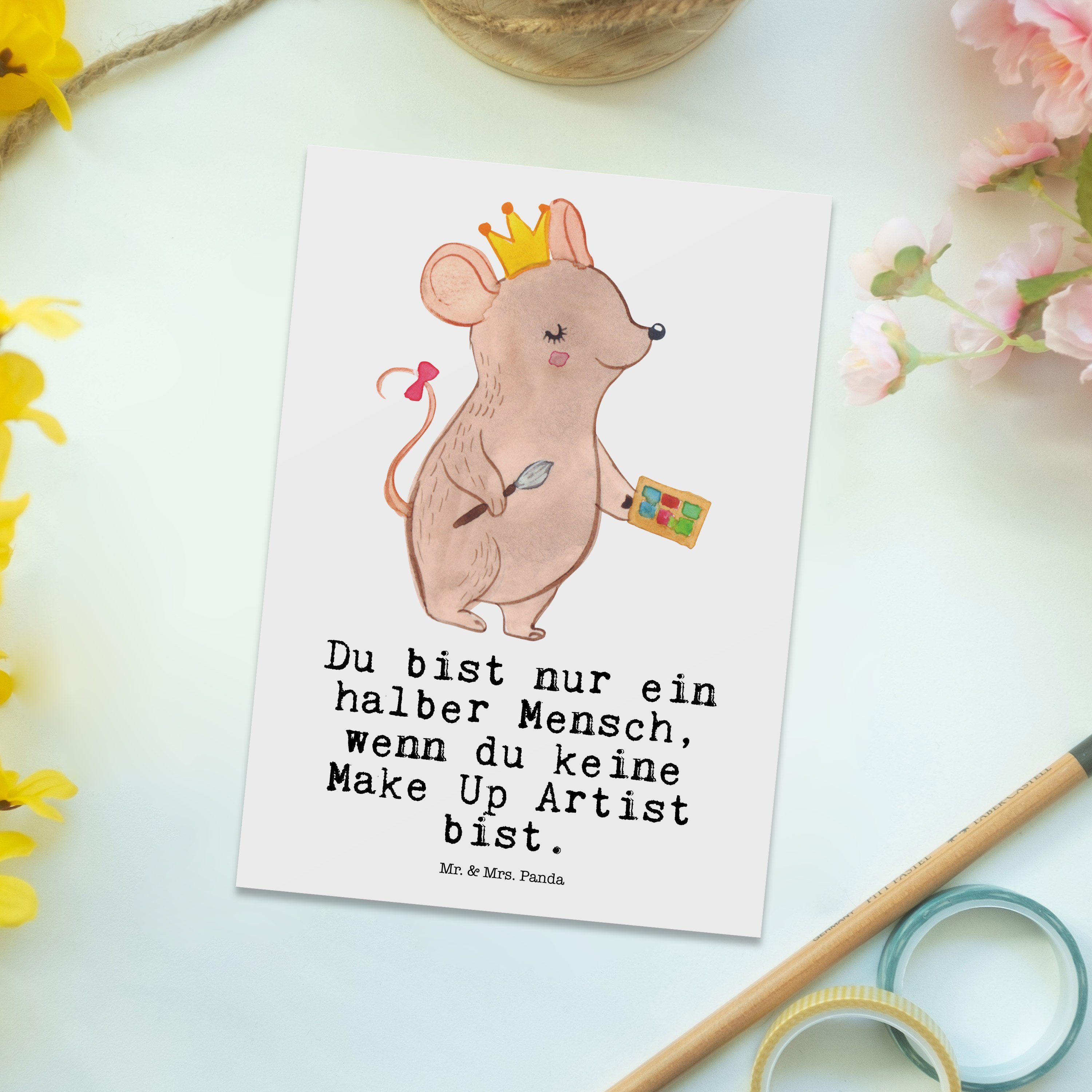 - Artist Herz Mr. Make Weiß Einladung, Abschied, & Geschenk, - Up Gebur Postkarte mit Mrs. Panda