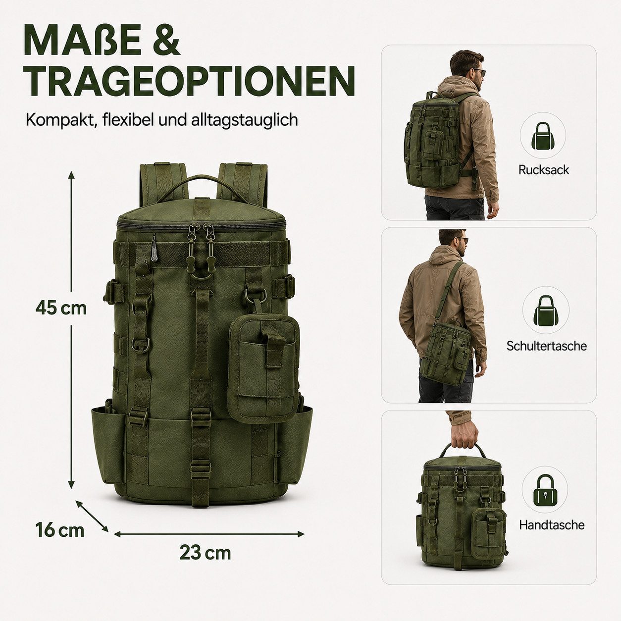 Toomoke Wanderrucksack Trekkingrucksack, Outdoorrucksack mit MOLLE-System (Tourenrucksack, Tagesrucksack, Reiserucksack für Wandern & Camping), 20 L, MOLLE-Befe – Bild 3 von 5