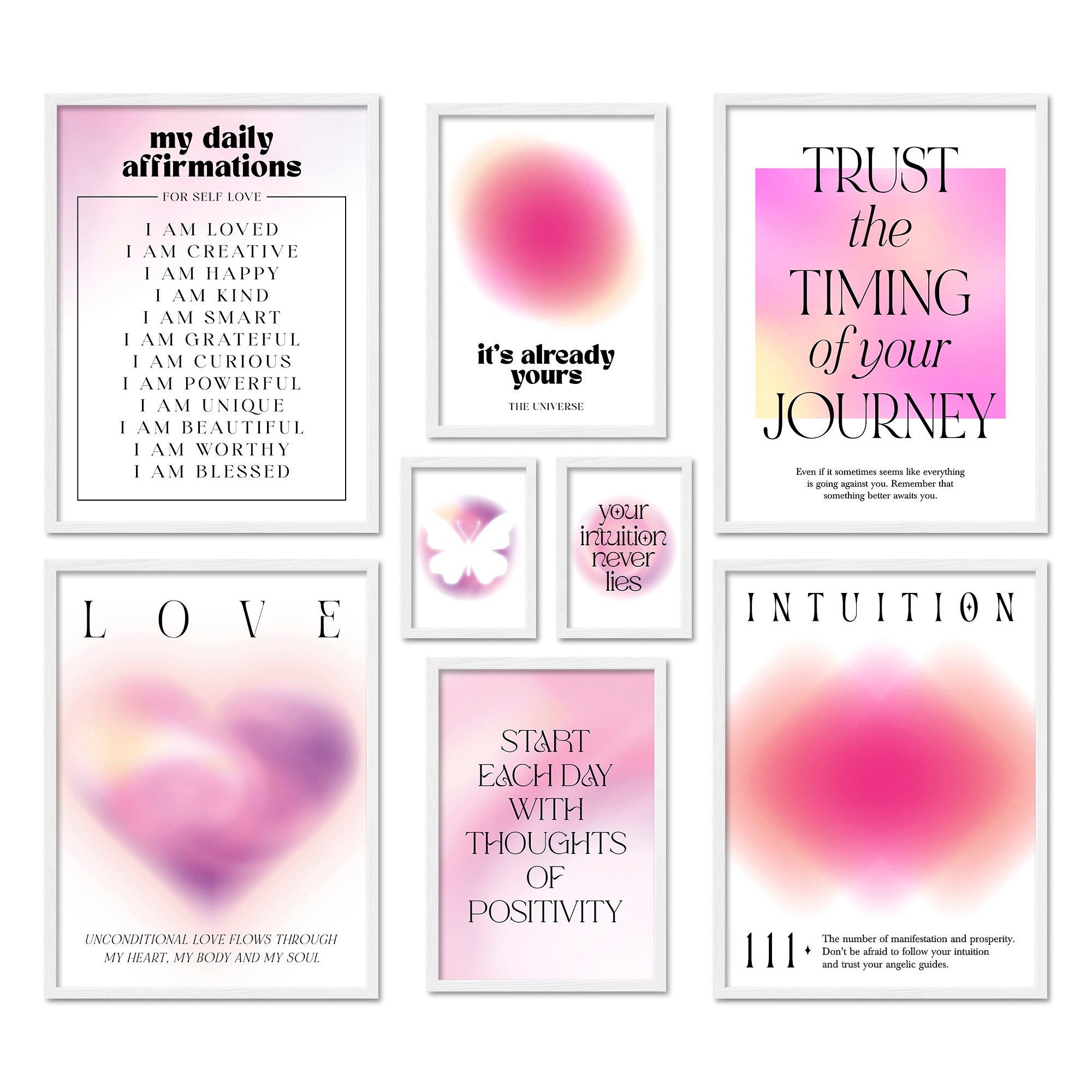 ARTFAVES Bilder-Collage Poster Set Aura Self Love I mehrteilige Bilderwand I Wandbilder Spirit, (Wandbilder modern, 8 St)