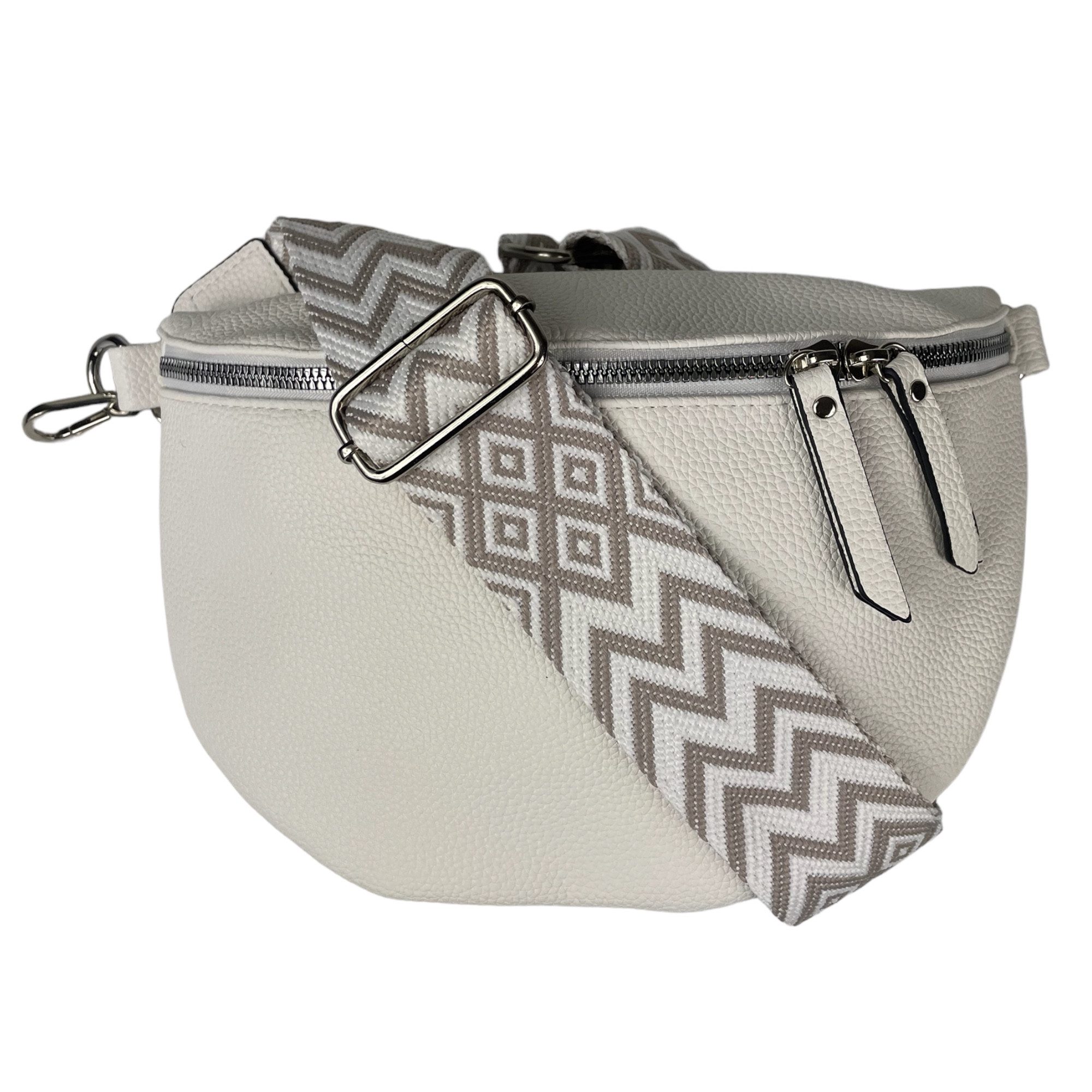 Taschen4life Umhängetasche moderne Bauchtasche Brusttasche Gürteltasche, CrossBody Bag, Bodybag Schultertasche, breiter Muster Stoffgurt/Umhängeband