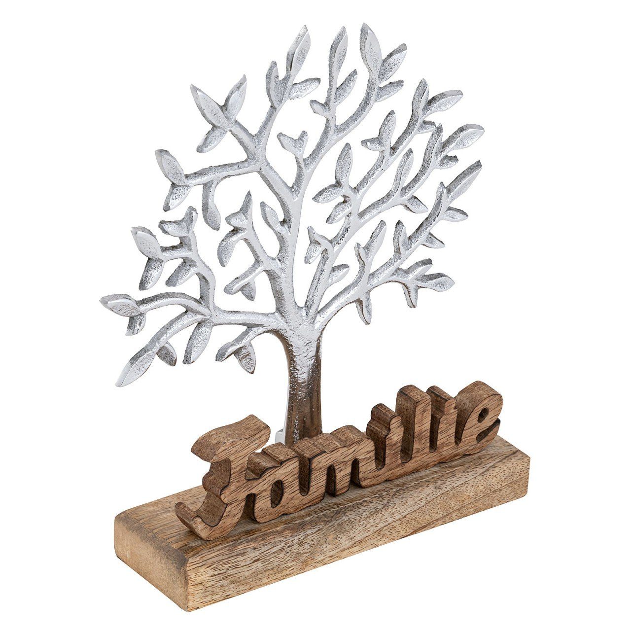 soma Dekofigur Lebensbaum mit Schriftzug Familie Holzfigur 20x27cm Dekofigur Alumini, Dekofigur Skulptur Dekorationsartikel