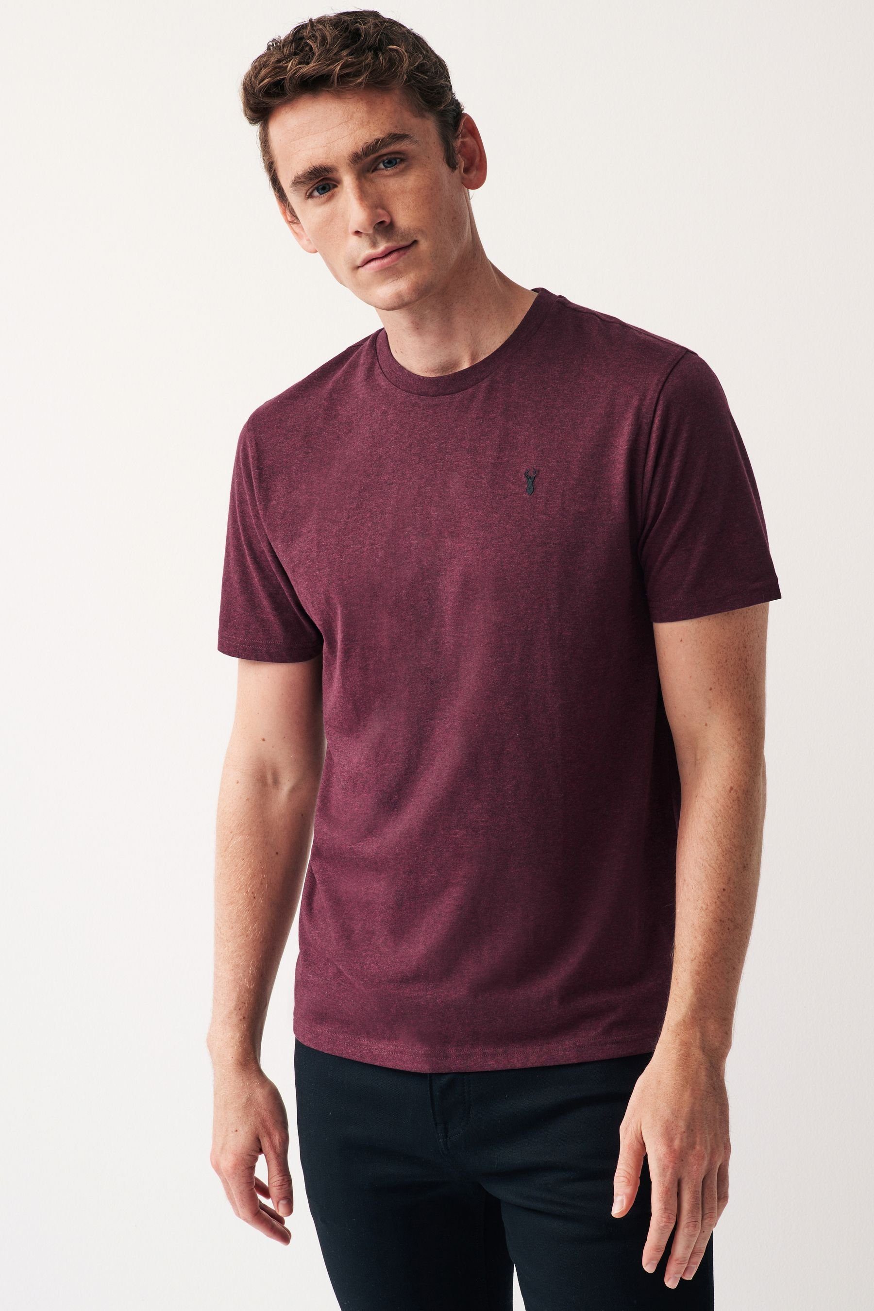 Next T-Shirt Meliertes T-Shirt mit Hirschmotiv (1-tlg) Burgundy Red