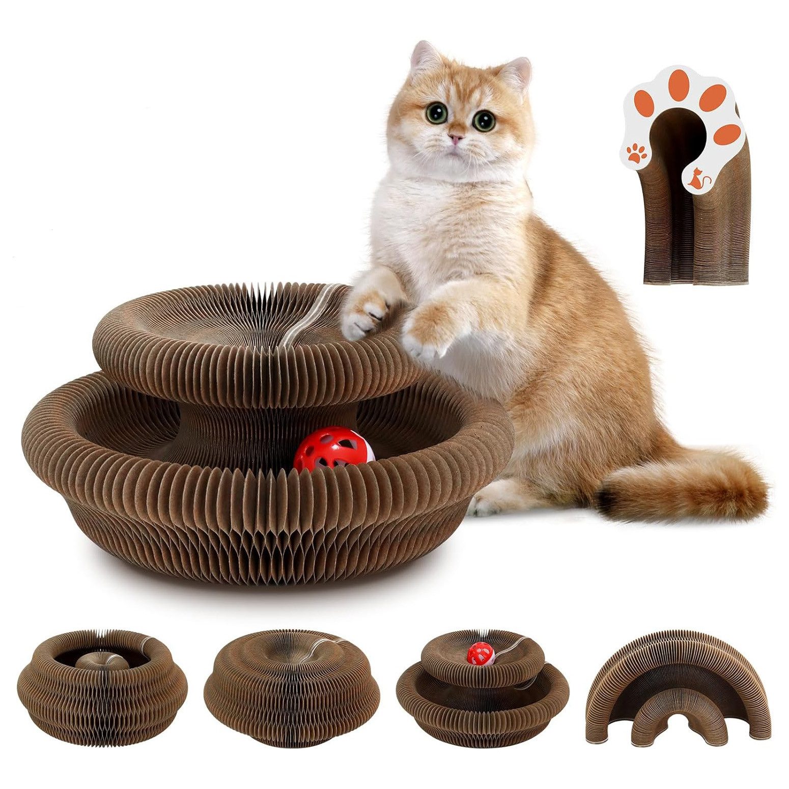 Kratzbrett 2-in-1 Magisches Katzenkratzbrett – Faltbares mit Glockenball