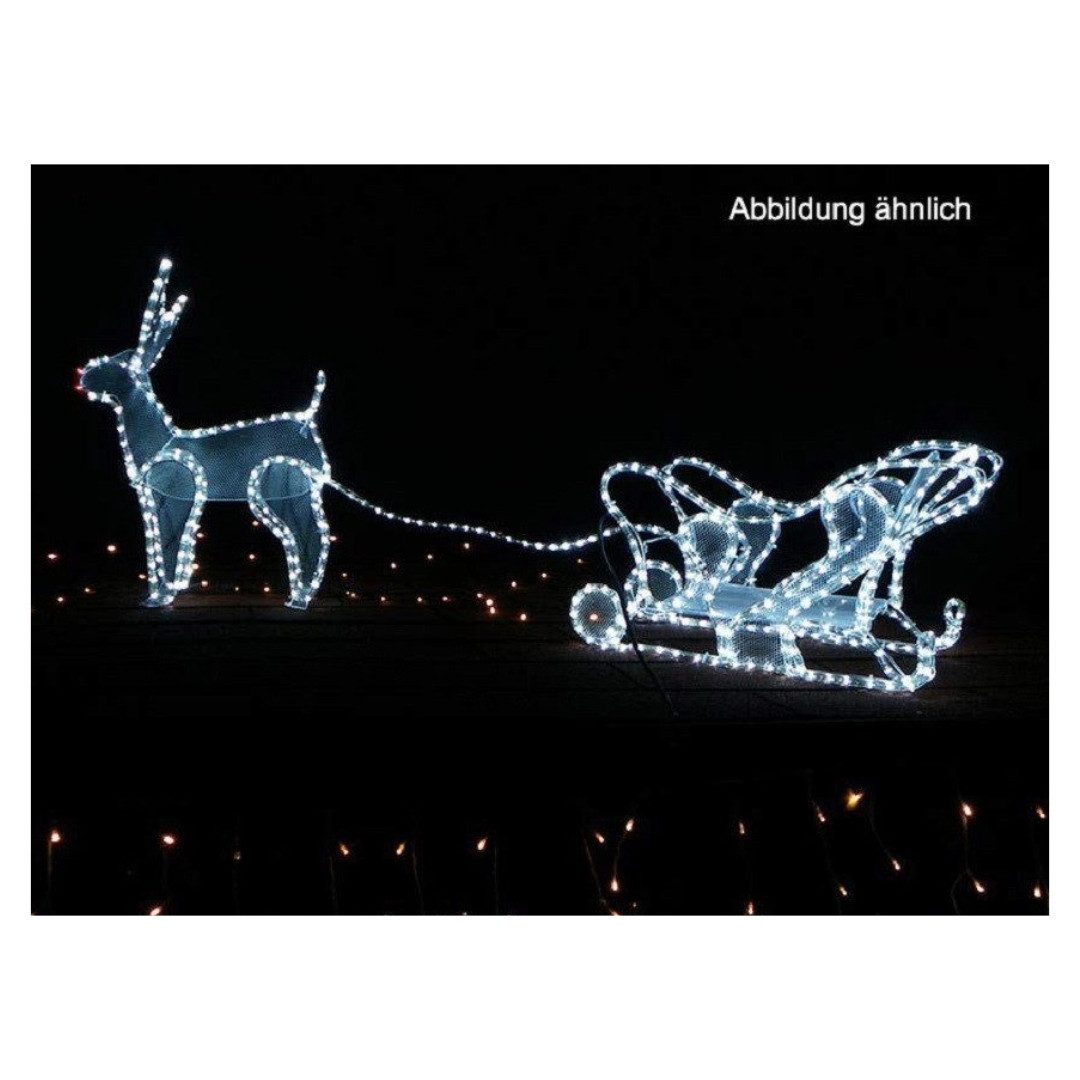 Gartenpirat LED Dekofigur Rentier mit Schlitten 100 x 49 cm 216 LED Weihnac günstig online kaufen