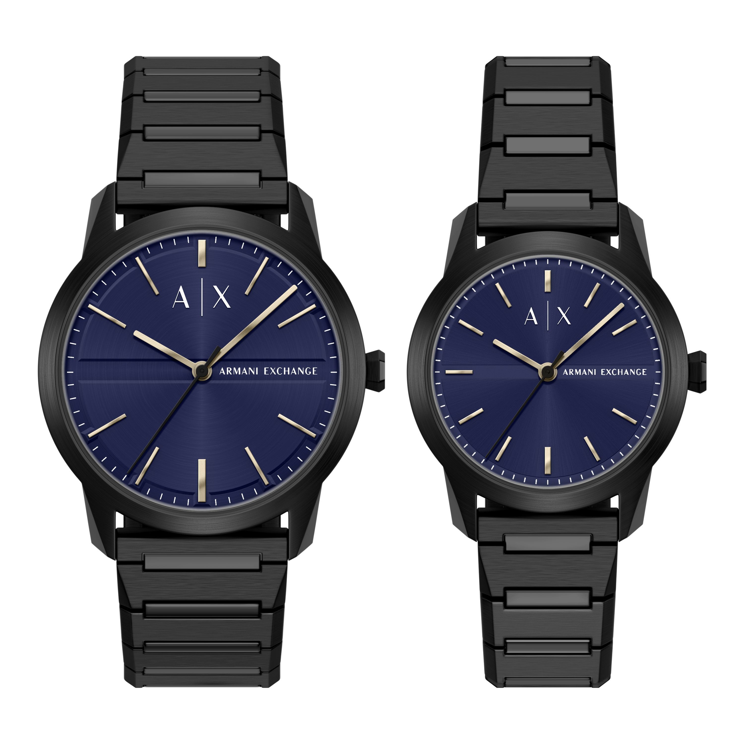 ARMANI EXCHANGE Quarzuhr AX7179SET, (Set, 2-tlg., Zwei Uhren), Armbanduhr, Damenuhr, Herrenuhr, Edelstahlarmband