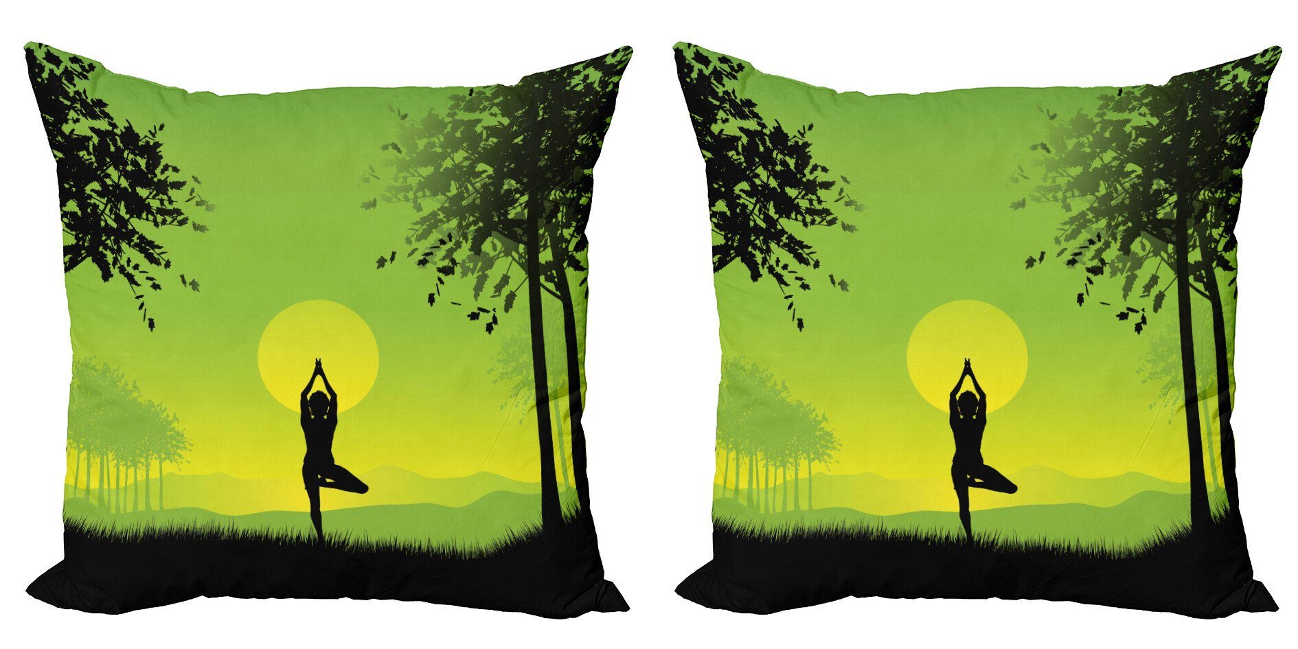 Kissenbezüge Modern Accent Doppelseitiger Digitaldruck, Abakuhaus (2 Stück), Natur Sonnenuntergang Himmel im Wald