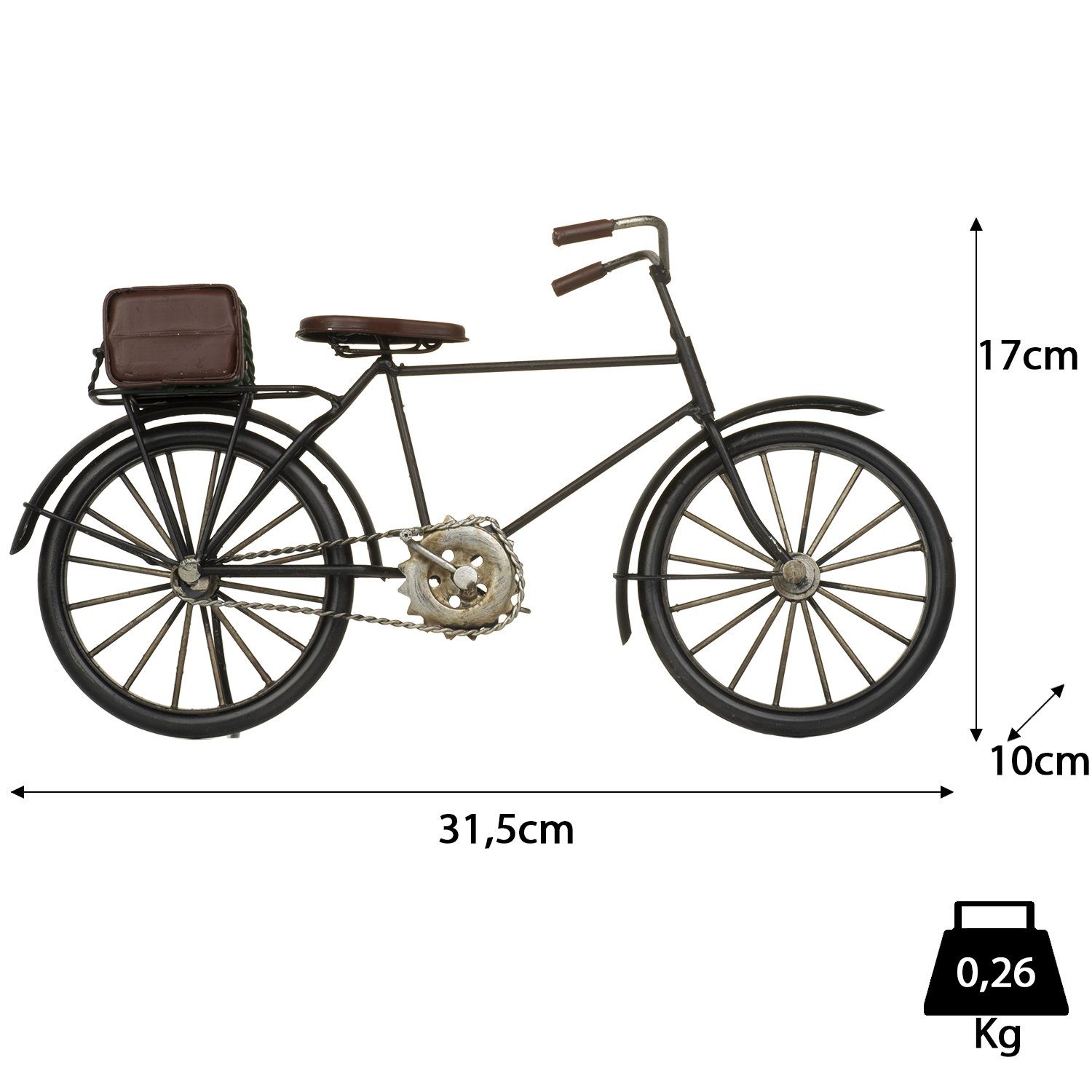 Moritz Dekofigur Blech-Deko Fahrrad mit Koffer schwarz, Polyresin Figuren Deko Geschenk Geometrische TierFigur Modern Skulptur