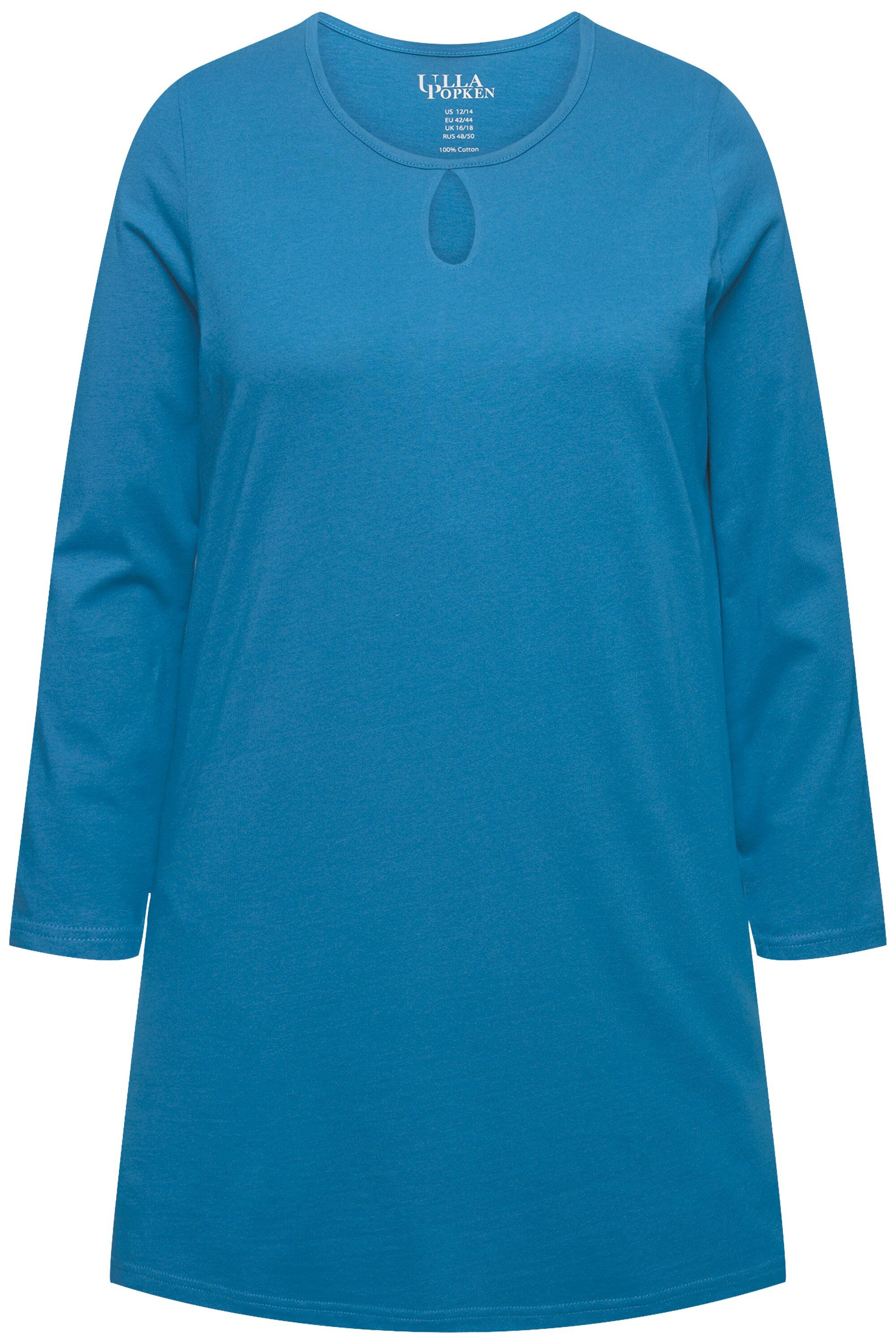 Ulla Popken Longshirt Longshirt A-Linie Keyhole Rundhals Langarm günstig online kaufen