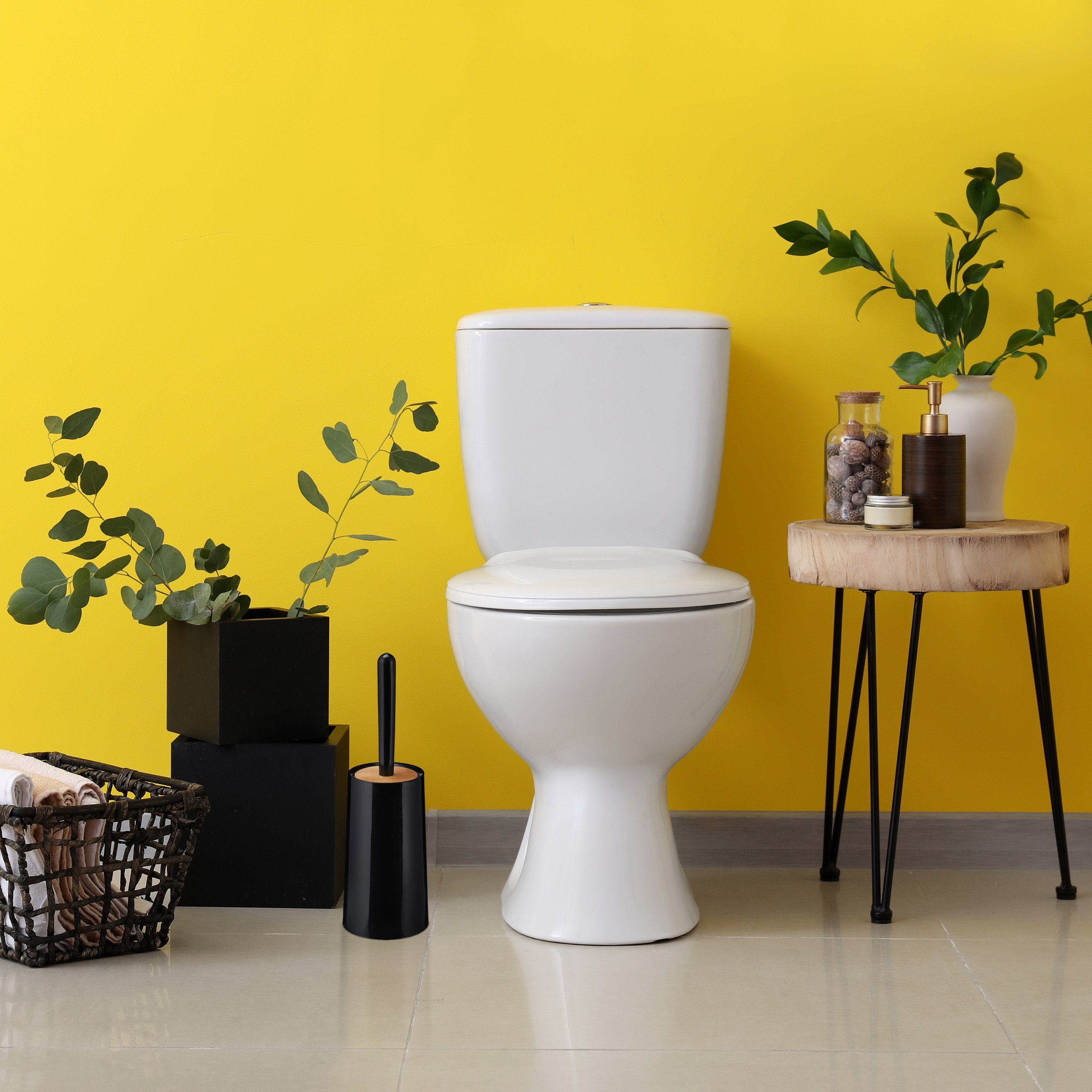 relaxdays WC-Reinigungsbürste Toilettenbürste mit Behälter, Gäste-WC, Badezimmer, (2-tlg), weiß – Bild 5 von 5