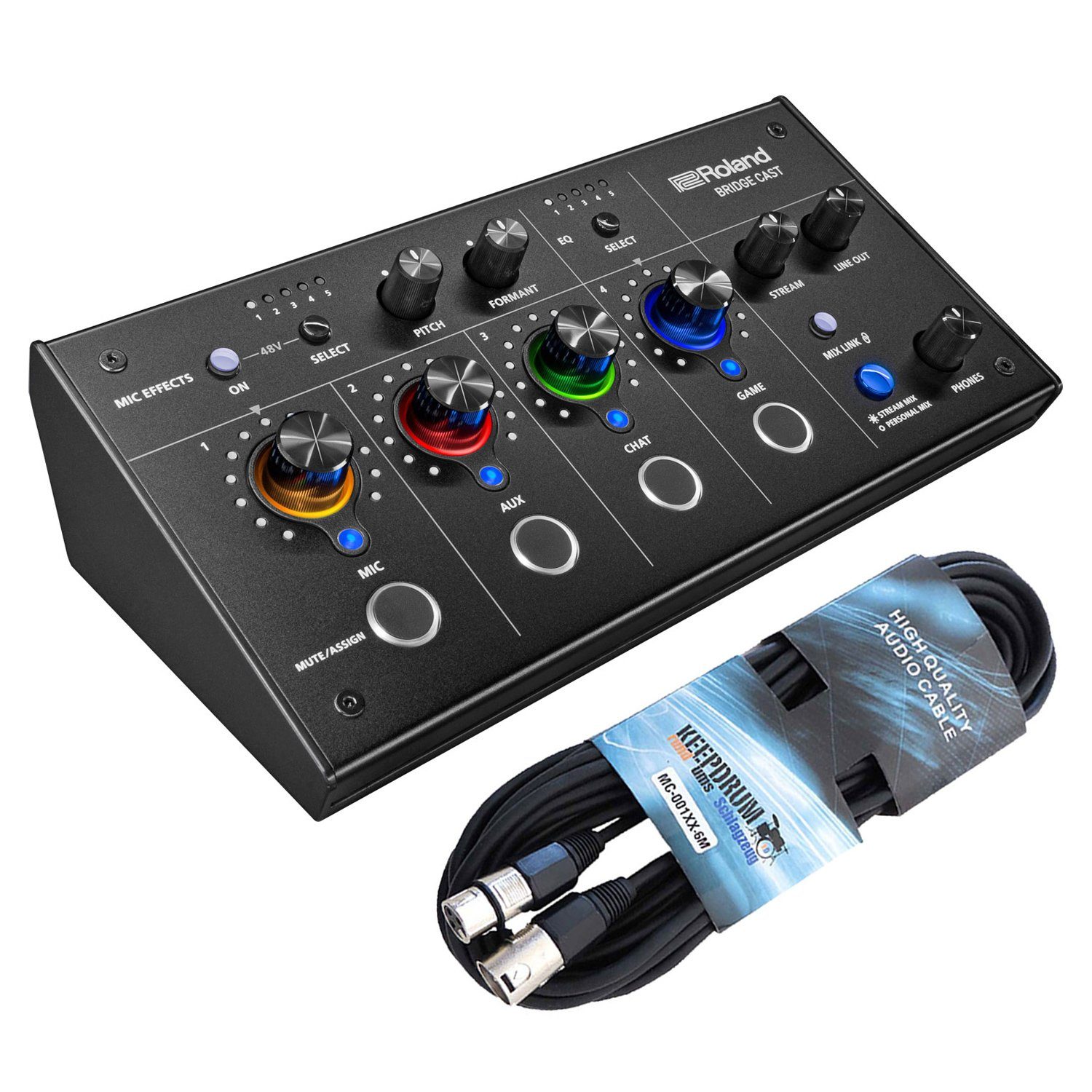 Roland Mischpult Roland Bridge Cast Dual Bus Gaming Mixer mit Kabel